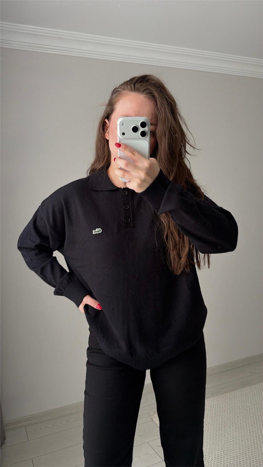 Orj. Marka Siyah Polo Yaka Triko