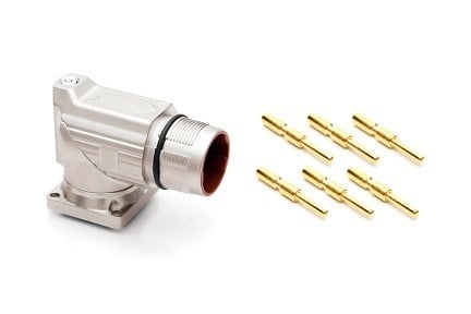 MB7RJN0601-KIT M23, 90° rotatable Receptacle Kit, threaded, 6 positions, male pins, Standard flange (25.7x 25.7)