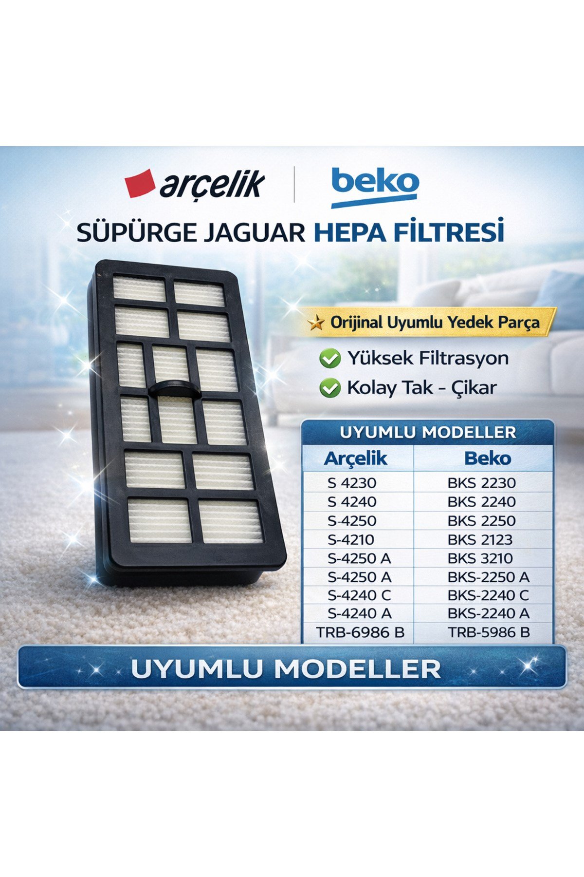 Arçelik S 4230 Tornado Hepa Filtre