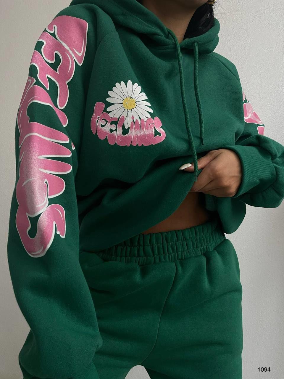 Ön Sırt ve Kol Baskılı Salaş Bol Kesim Oversize Kapüşonlu Sweatshırt