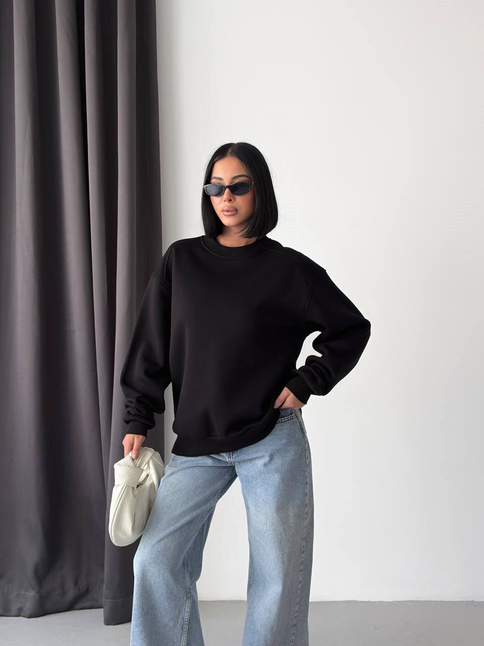 Rahat Kesim Bisiklet Yaka Sweatshirt