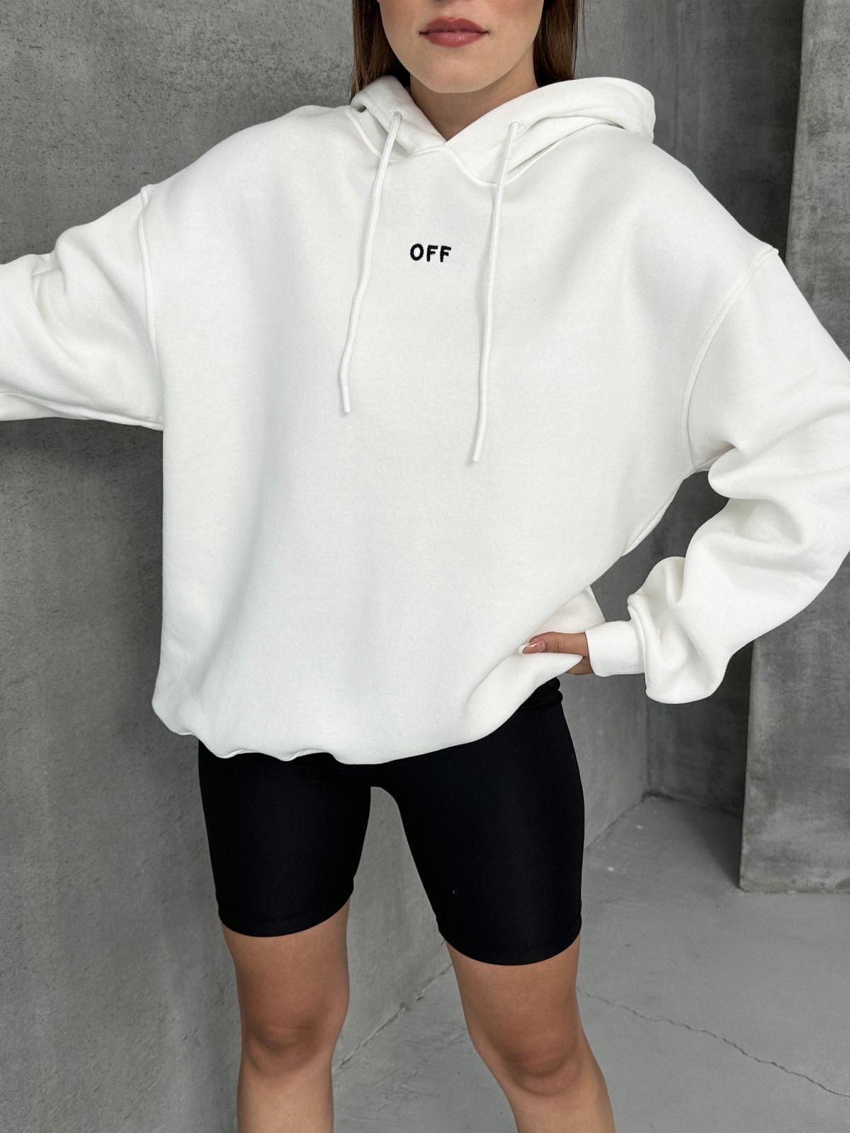 Unisex Kapüşonlu Oversize Salaş Off Yazılı Sweatshırt