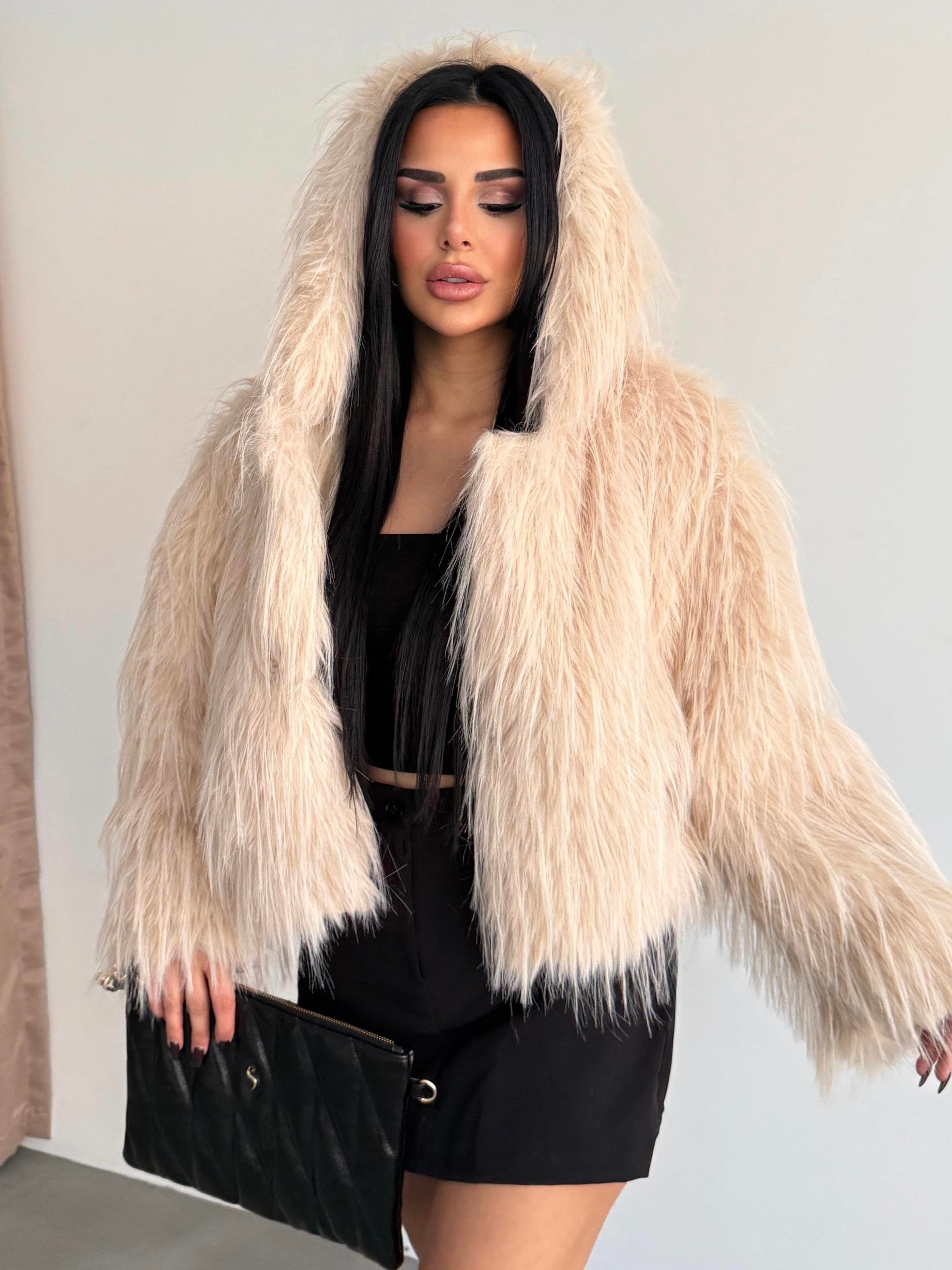 Clorie Crop Kürk Bej