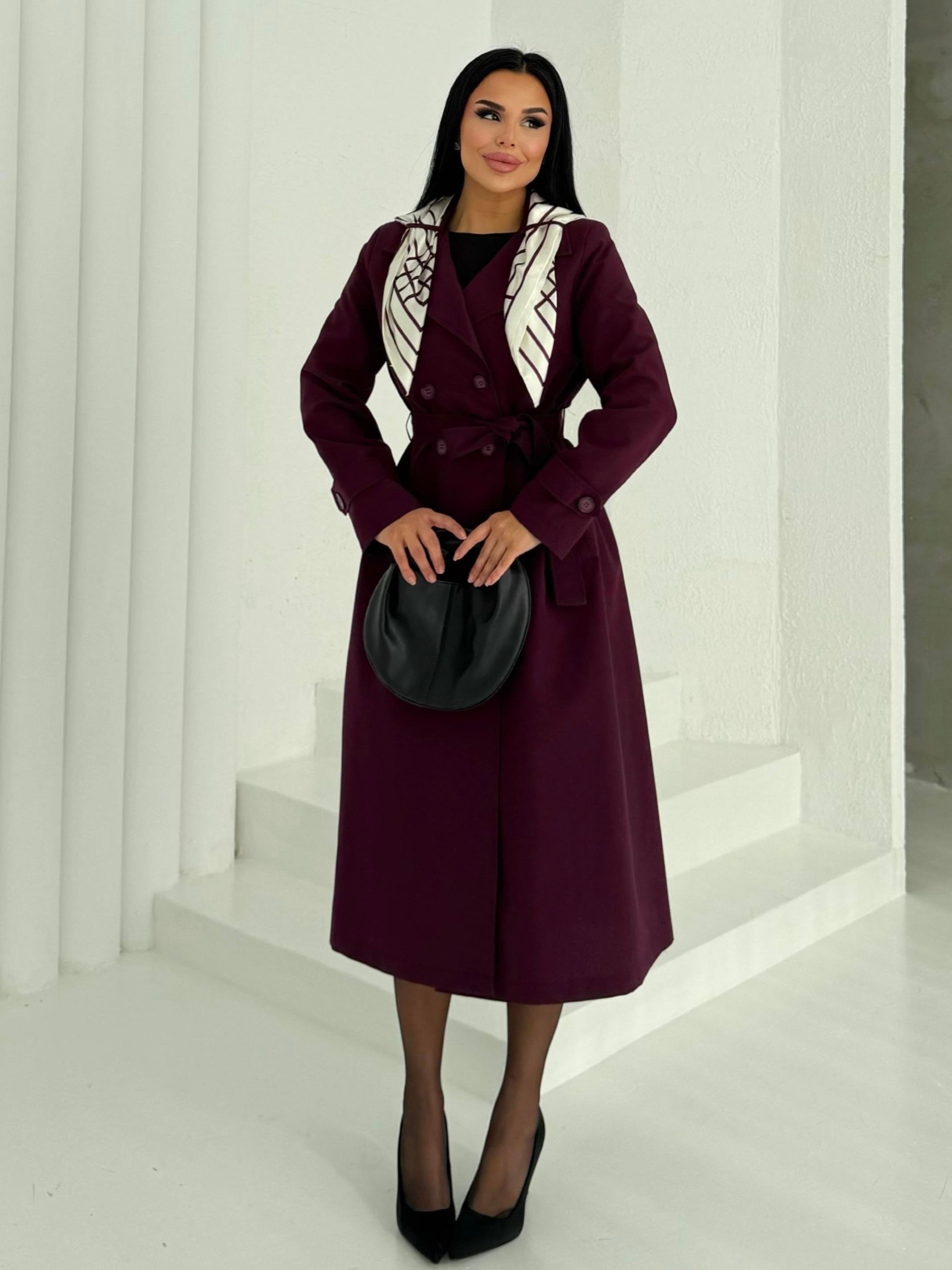Meksika Saten Şal Detaylı Trençkot Bordo · 3
