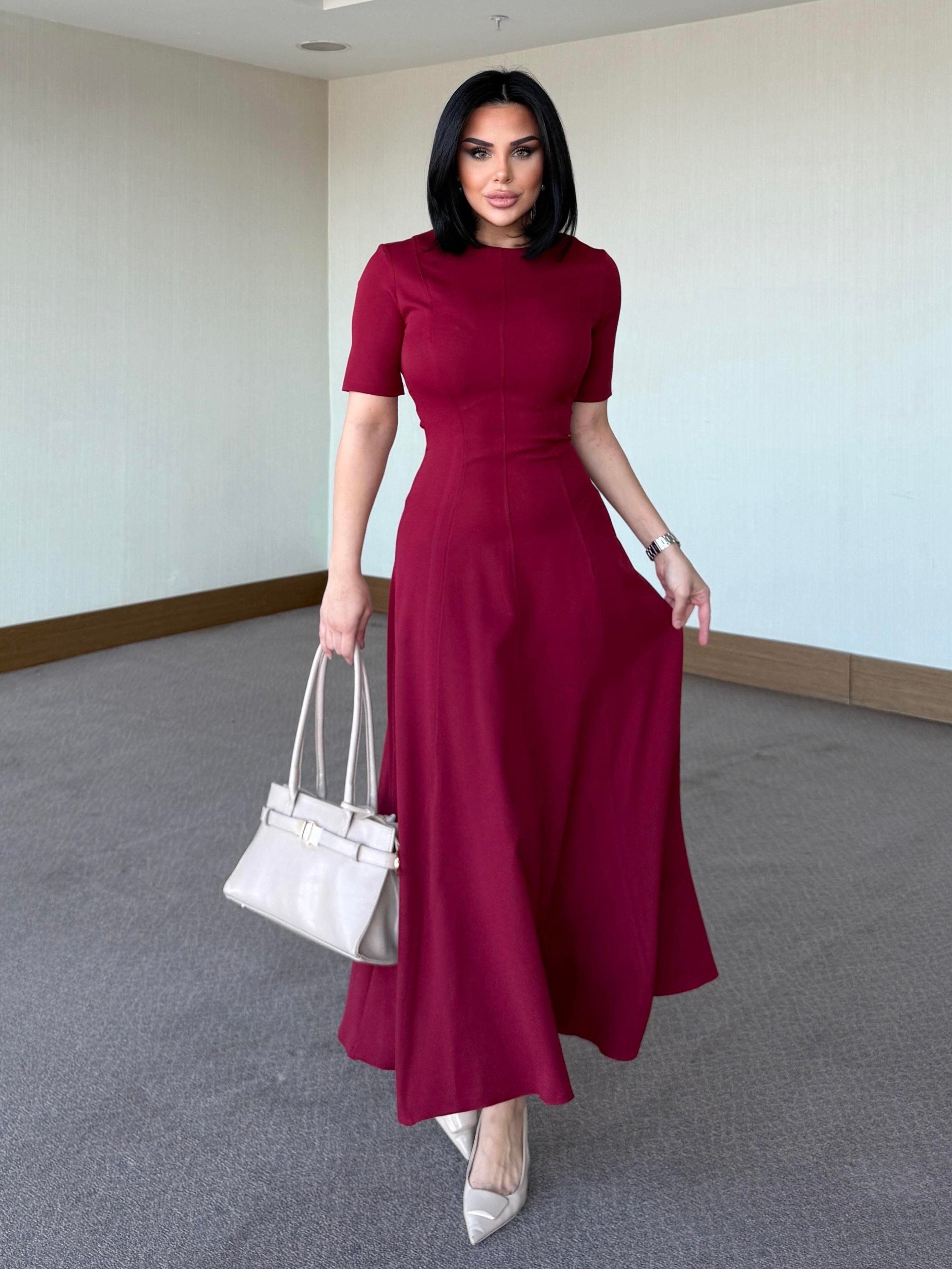 Olgata Elbise Bordo