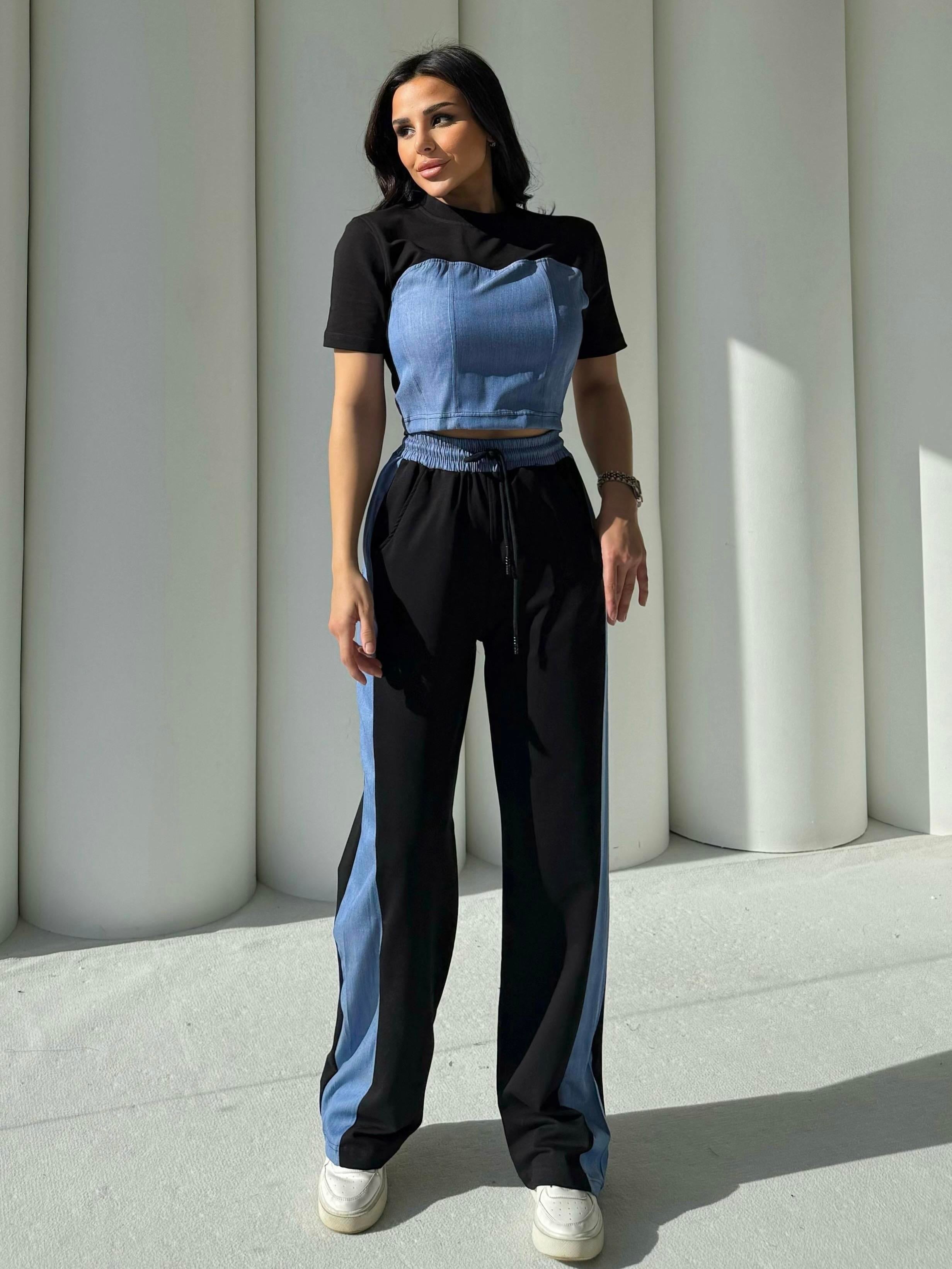 Quas Denim Detaylı Takım Siyah