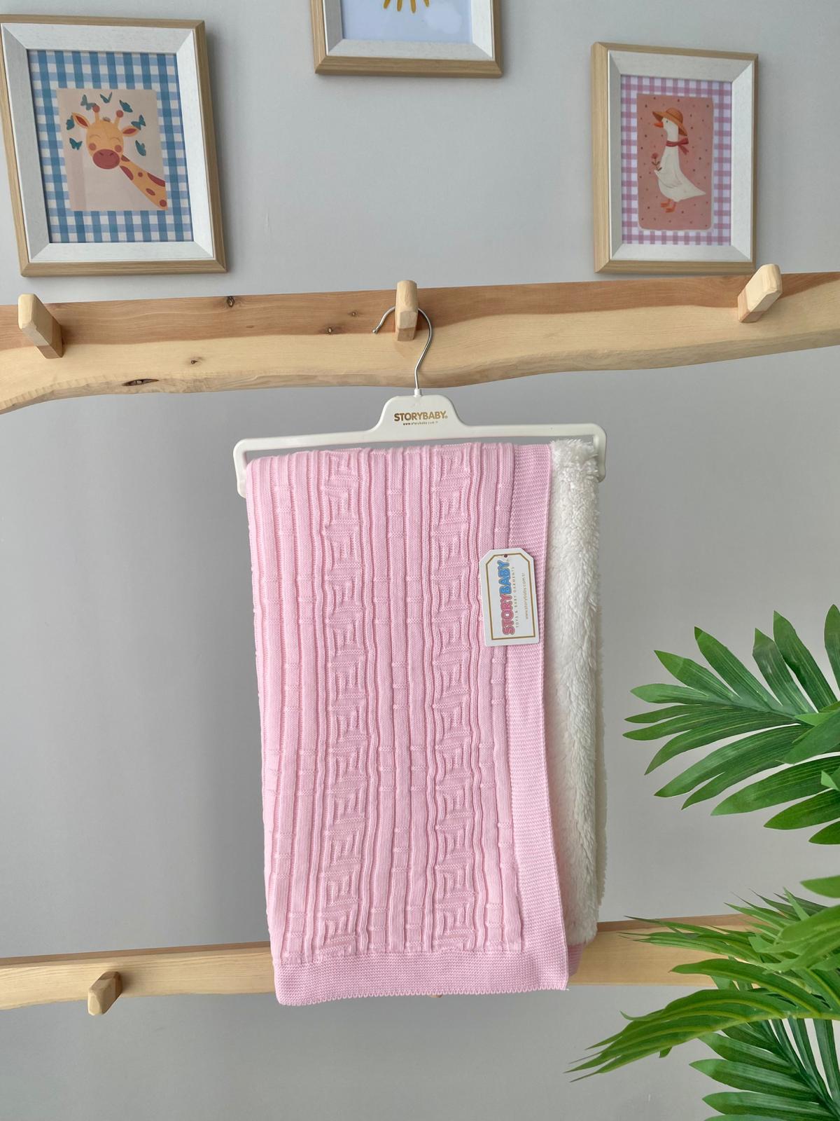 Dönence Triko Peluş Battaniye Pembe