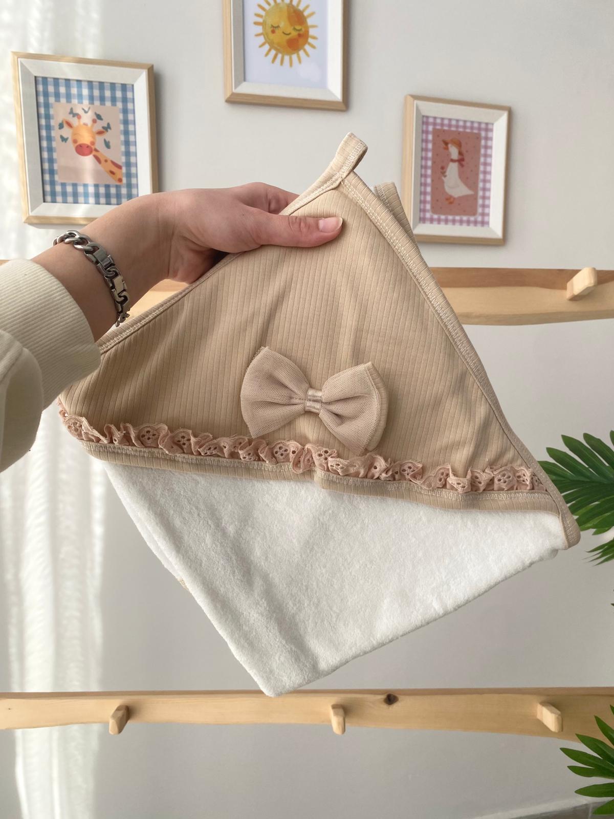 Mini Fistolu Kurdele Banyo Havlusu Kahve