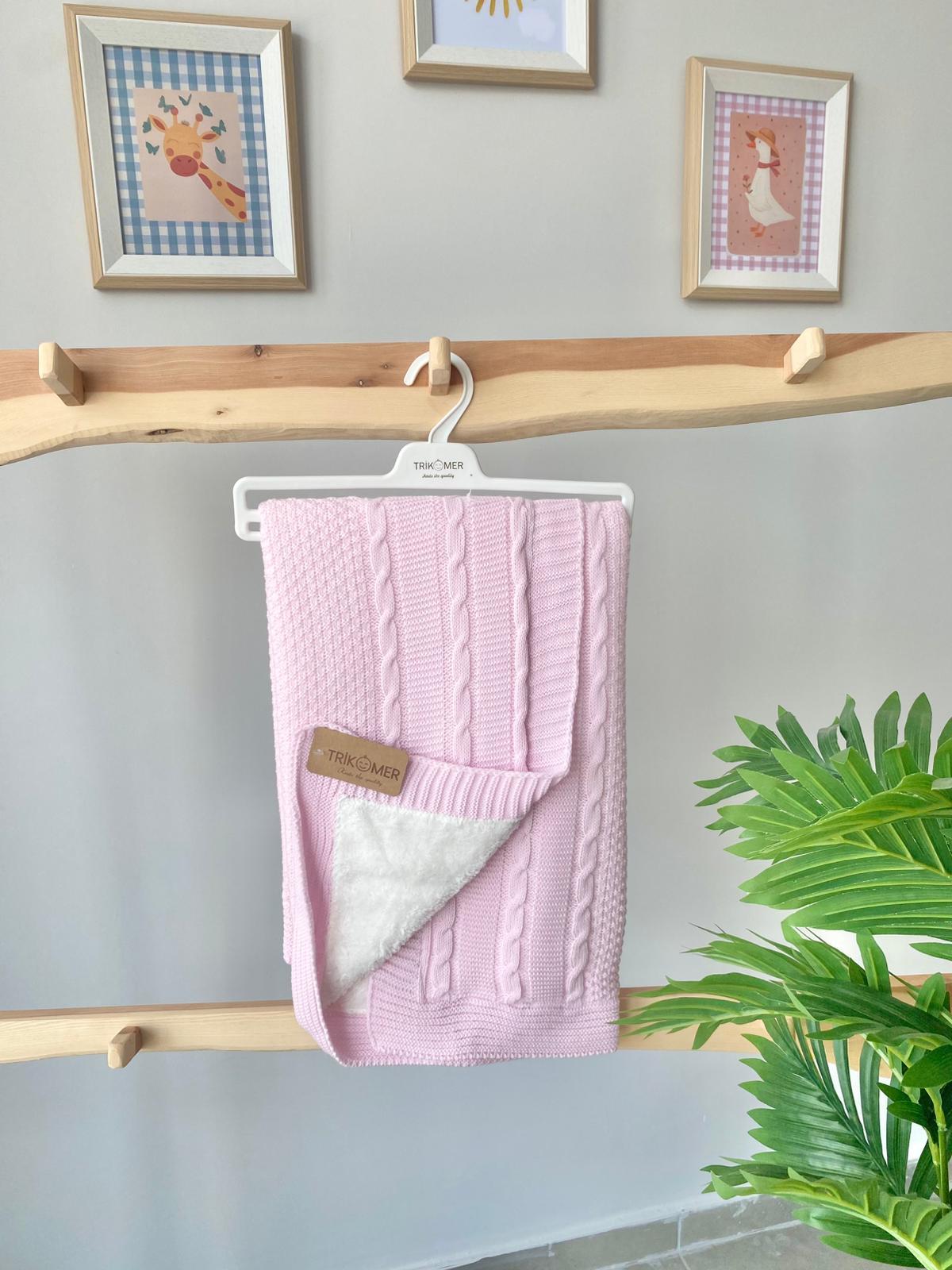 Pembe İçi Peluş Triko Battaniye