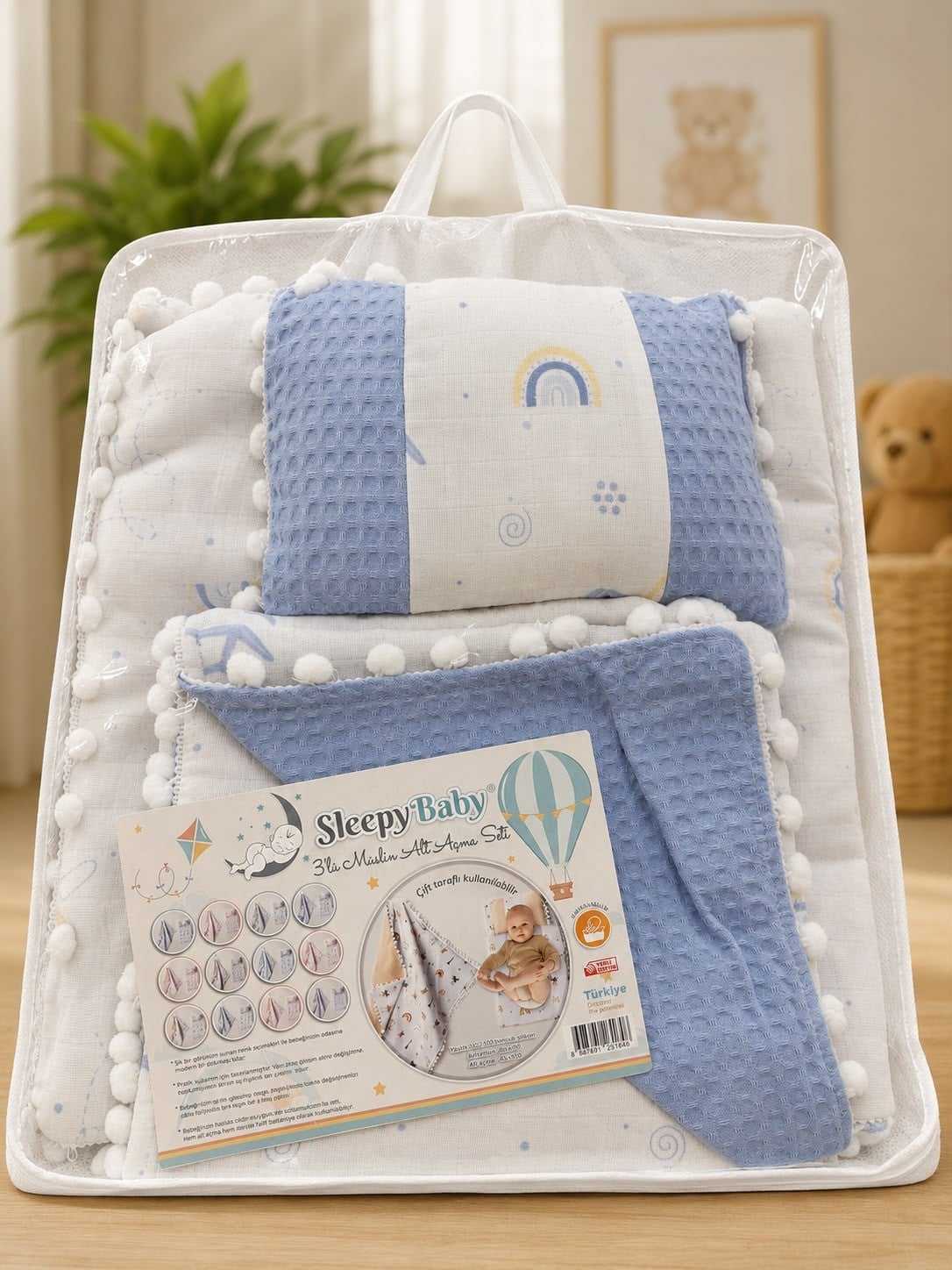 Pikeli Alt Açma Seti Gökkuşağı Mavi
