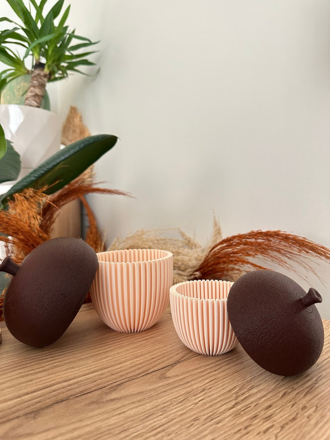 Dekoratif Meşe Palamutu Biblosu, 2Adet, 15cm-11cm