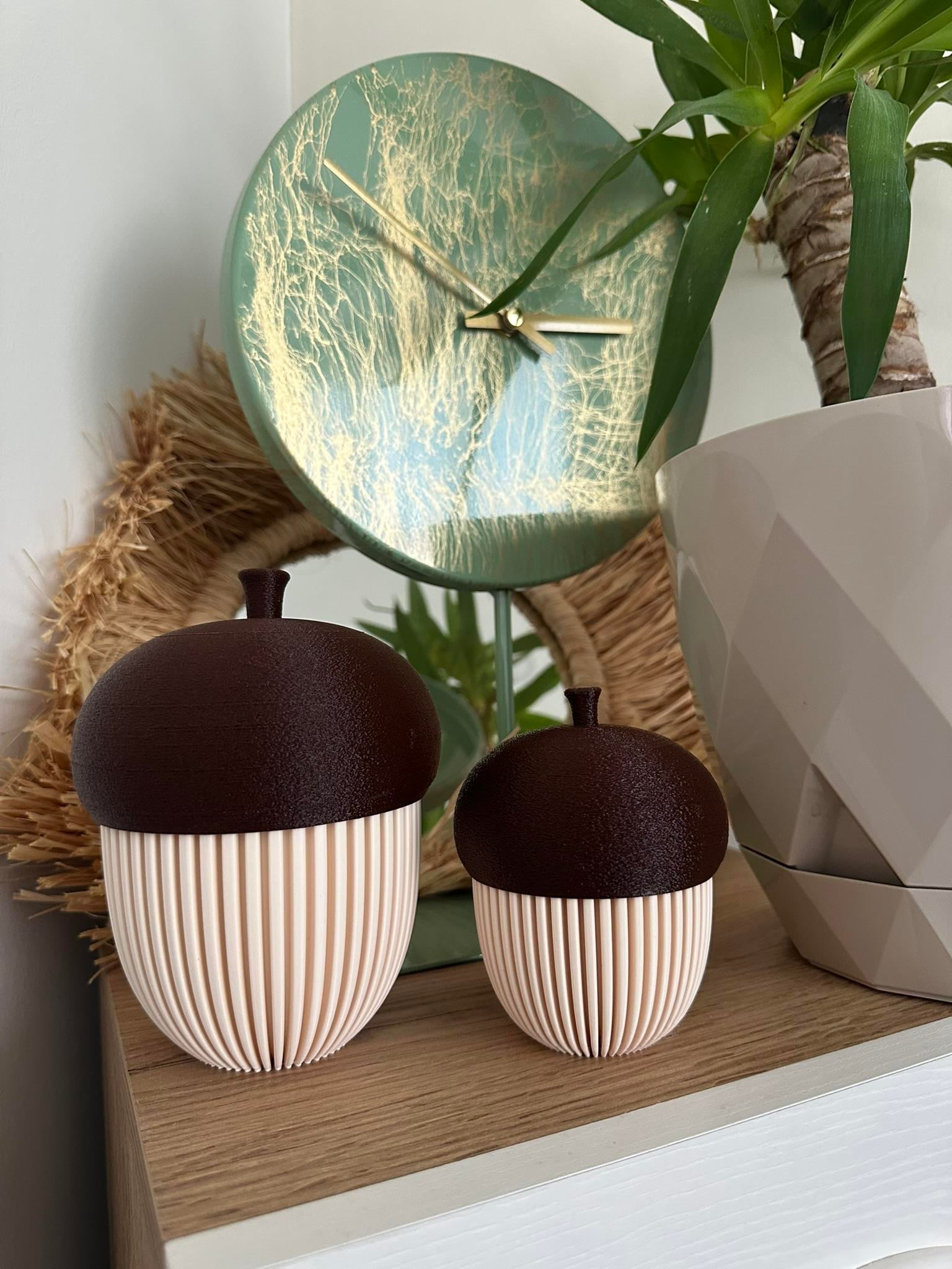 Dekoratif Meşe Palamutu Biblosu, 2Adet, 15cm-11cm