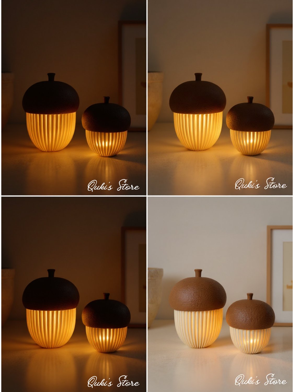 Dekoratif Meşe Palamutu Biblosu, 2Adet, 15cm-11cm, 2 Adet Tealight Dahil