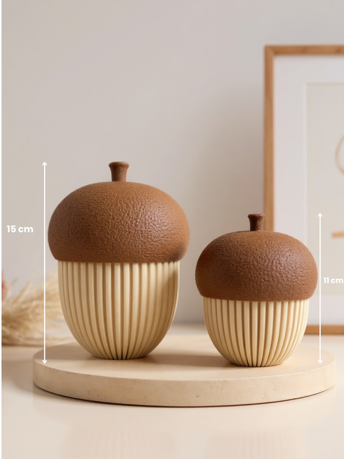 Dekoratif Meşe Palamutu Biblosu, 2Adet, 15cm-11cm