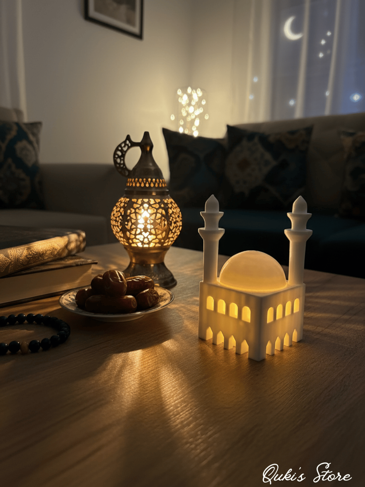 Mini Cami Mumluk, Dekoratif Tealight Aydınlatmalı Ev Dekoru, Ramazan ve İslami Dekorasyon, Pilli Mum Dahil, 10cm, 1 Adet