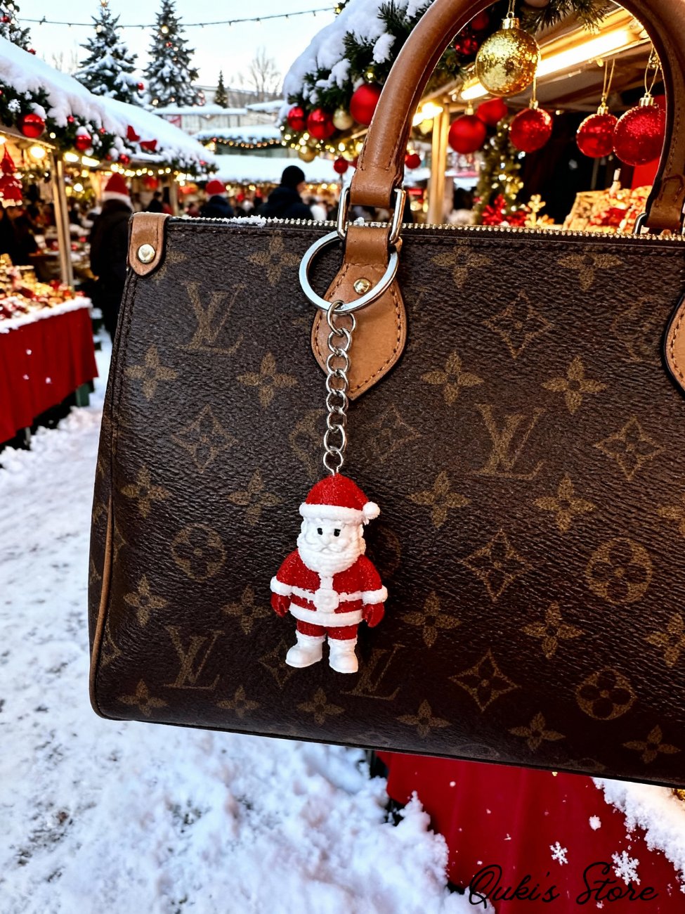 Örgü Desenli Noel Baba Anahtarlık ve Çanta Charmı, 1 Adet
