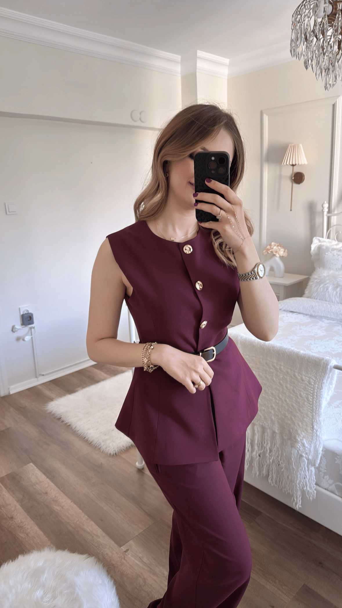 Bordo Kemer Detaylı Bordo Yelek Pantolon Takım · 4