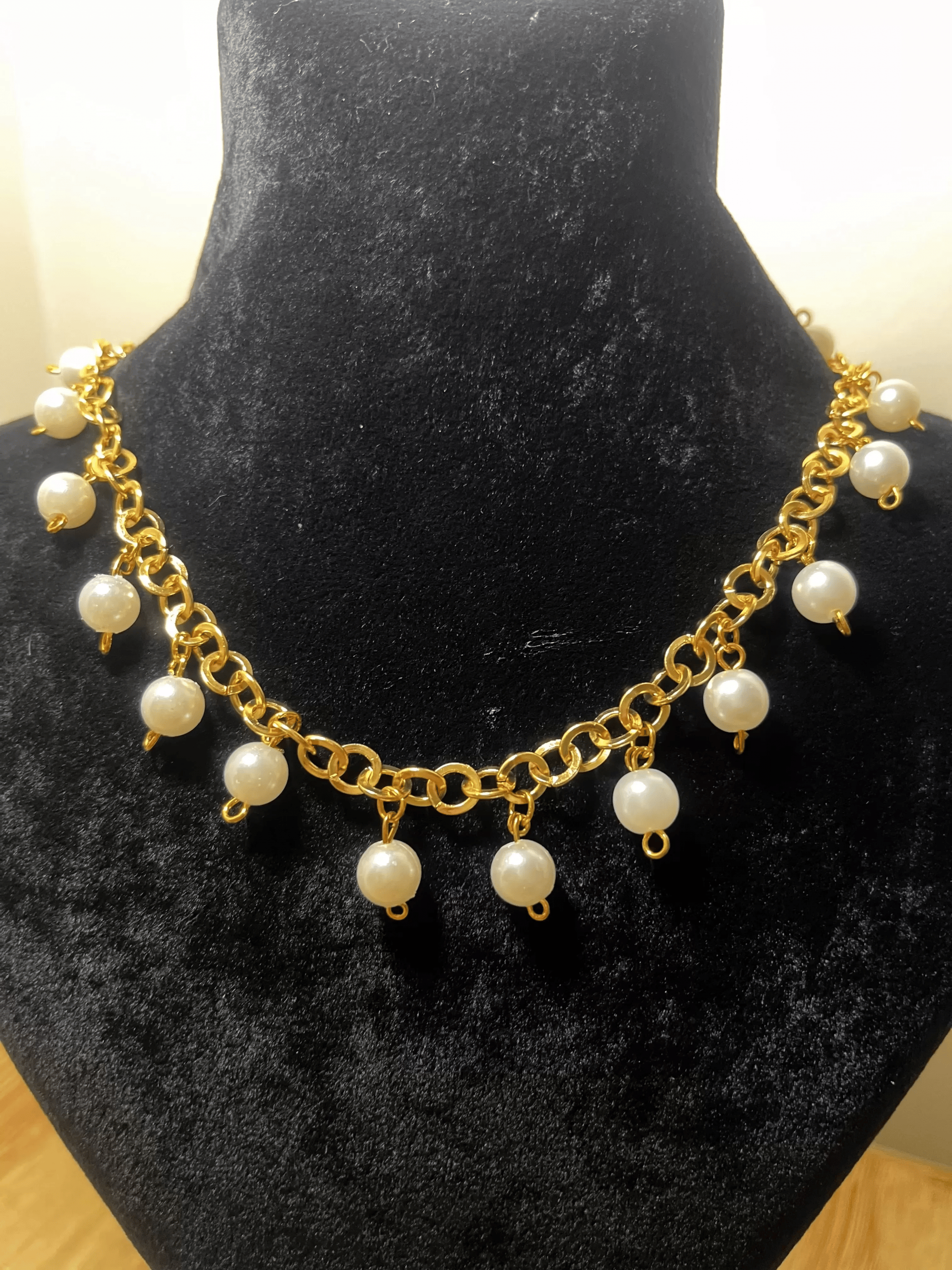 Gold Zincirli İnci Kolye ve Küpe · 3