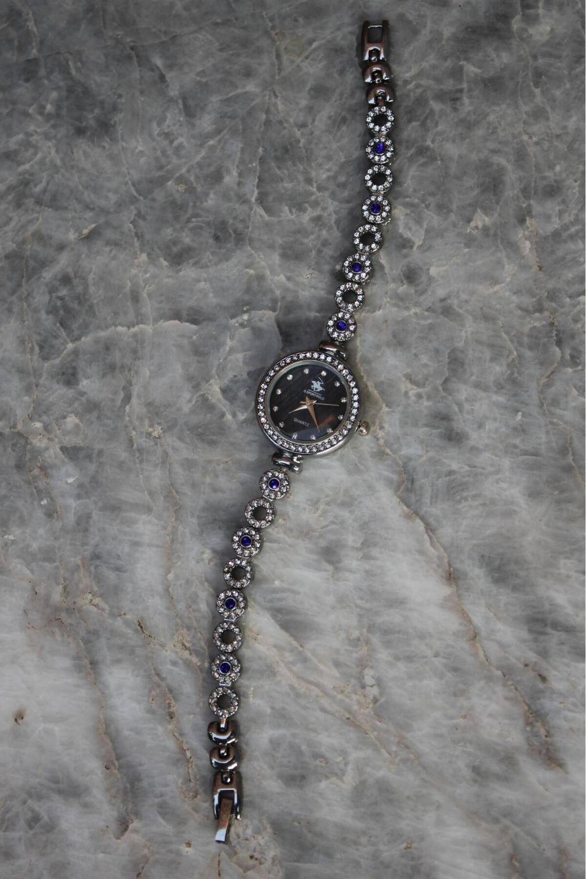 Bella Rosa Blue Oval Taşlı Silver Detaylı Kadın Saat