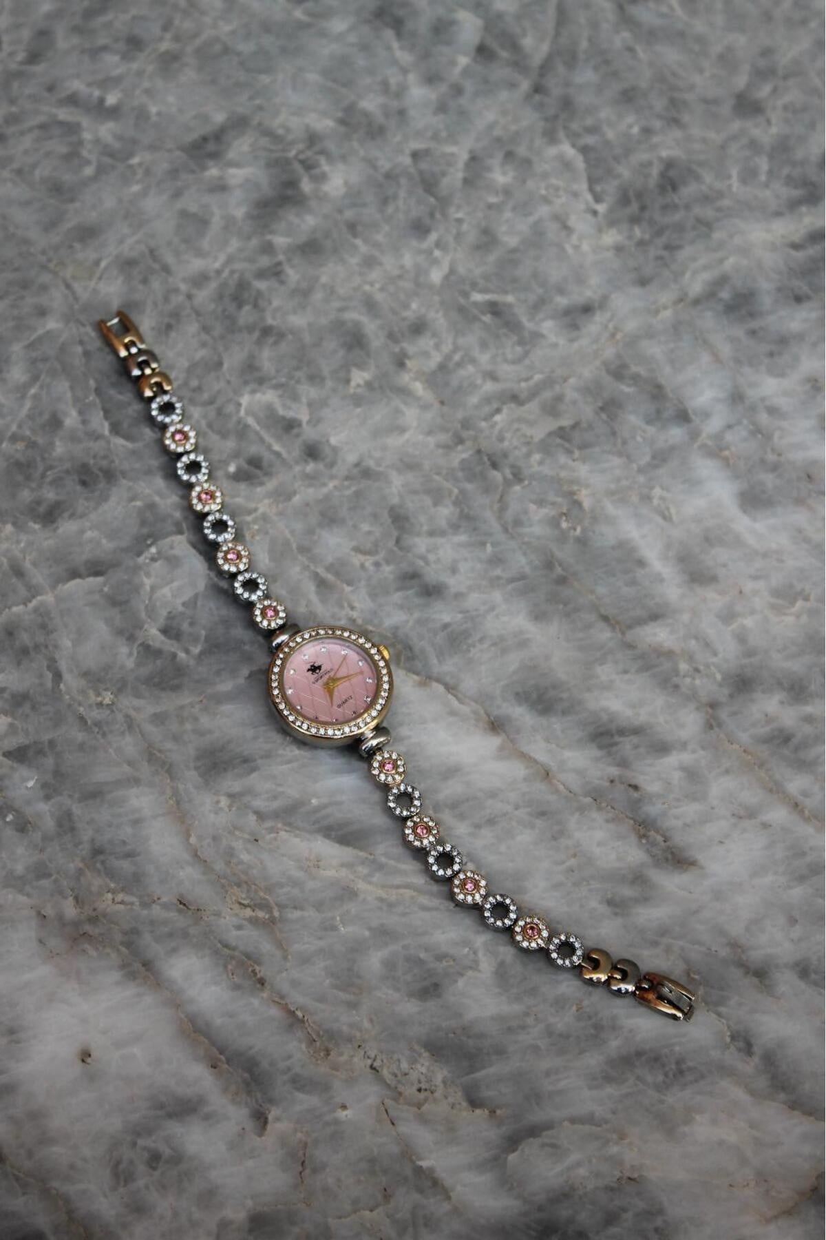 Bella Rosa Pink Oval Taşlı Kadın Saat