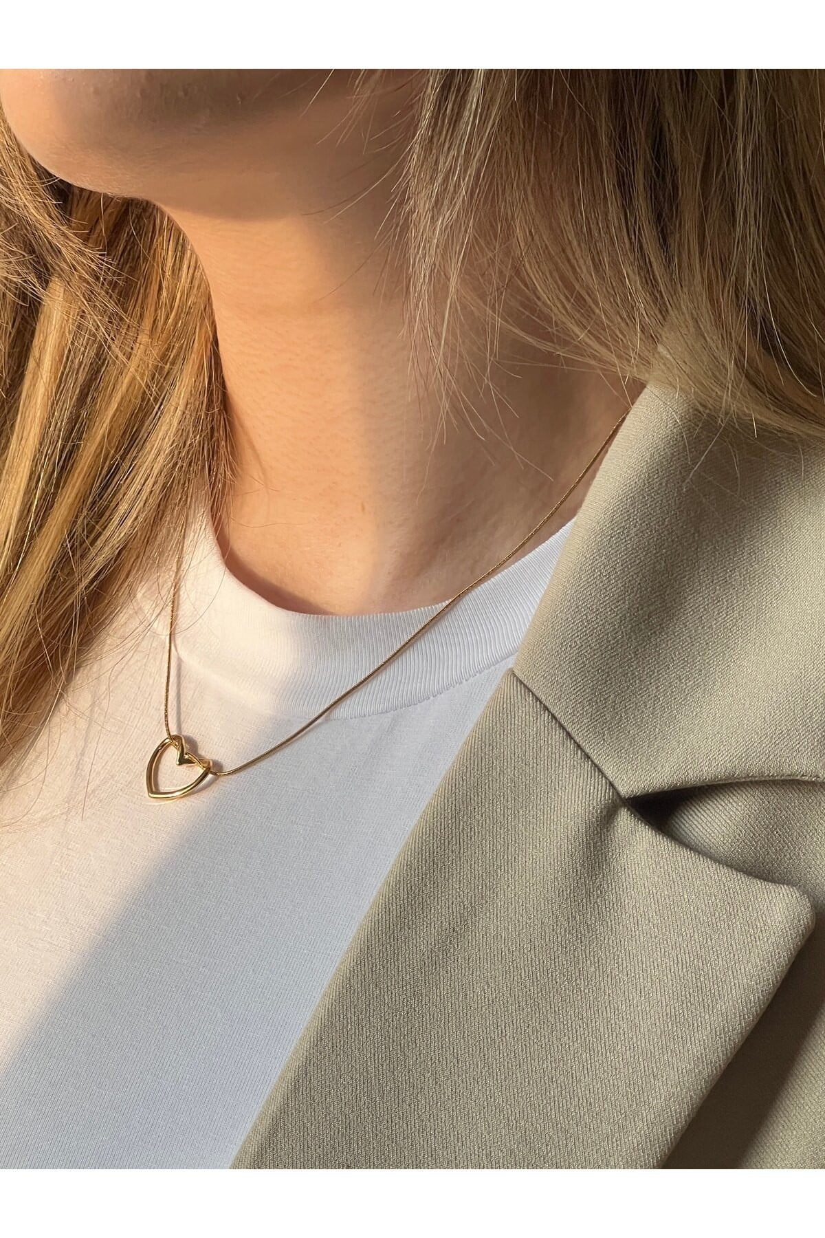 Çelik Gold Heart Kolye