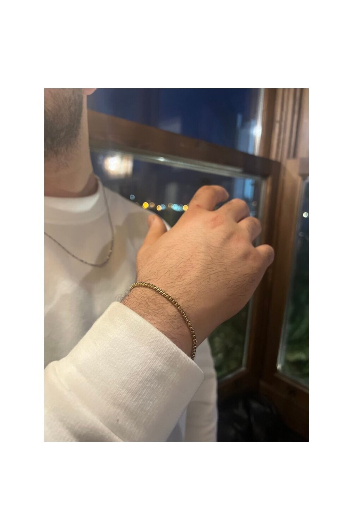 Erkek Gold Renk Zincir Çelik Bileklik