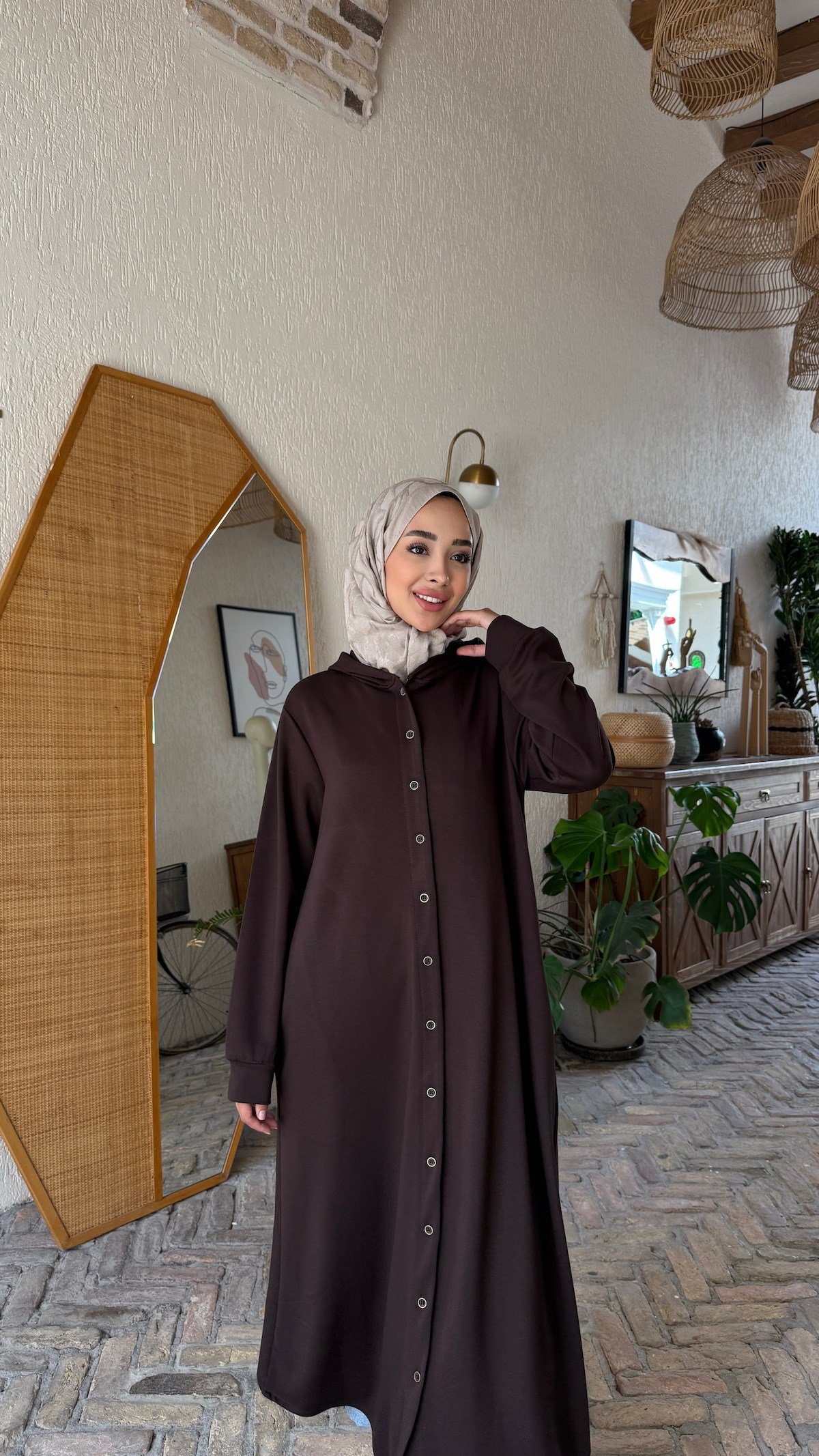 Full düğme kap - KAHVE