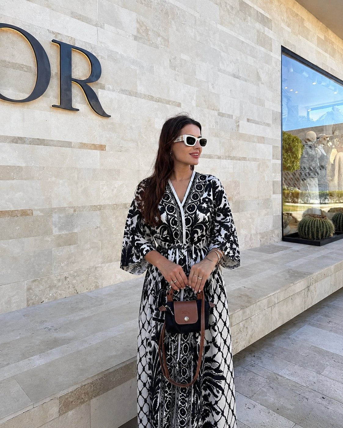 Siyah Desenli Kimono Elbise