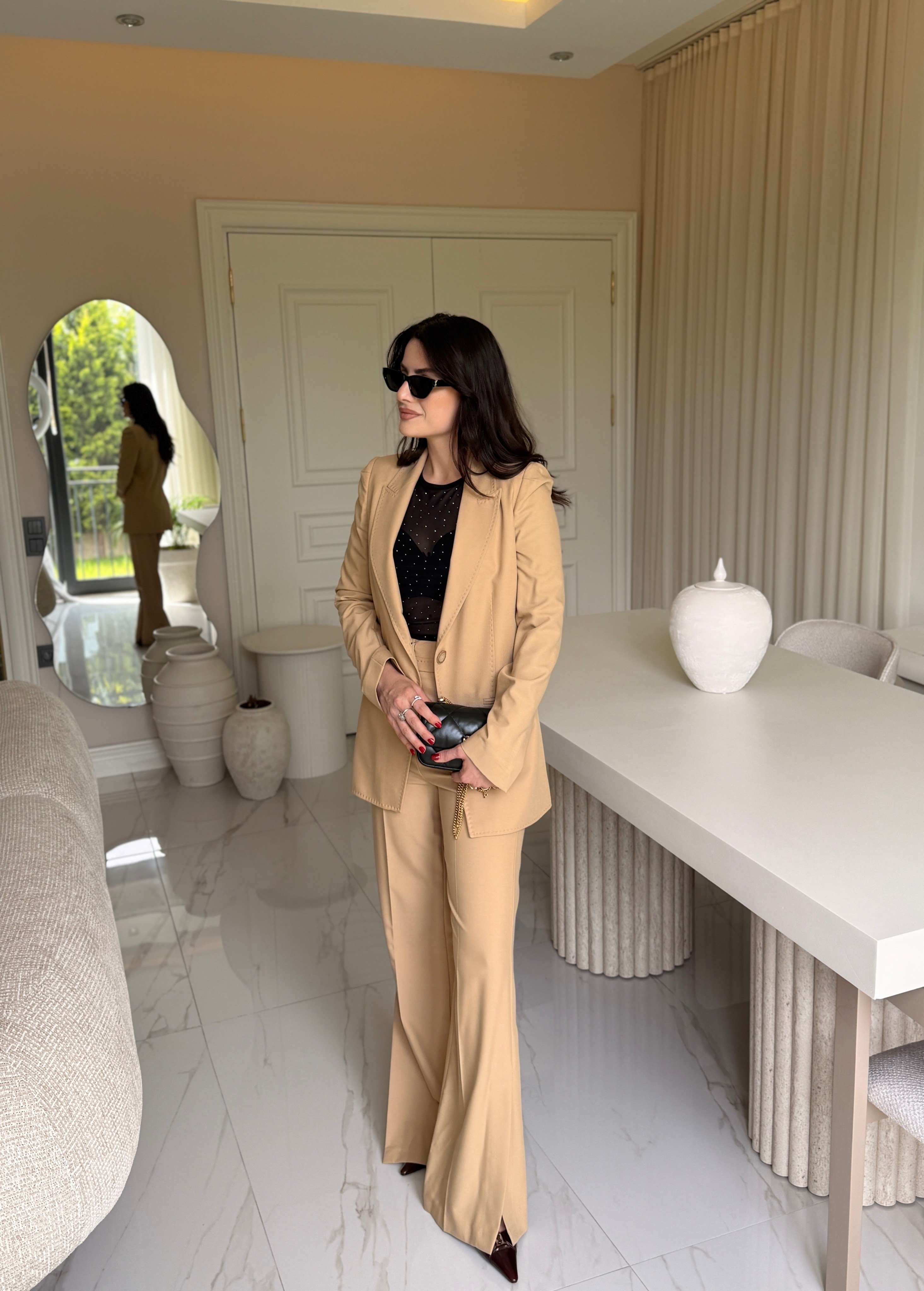 Soft Camel Blazer Takım
