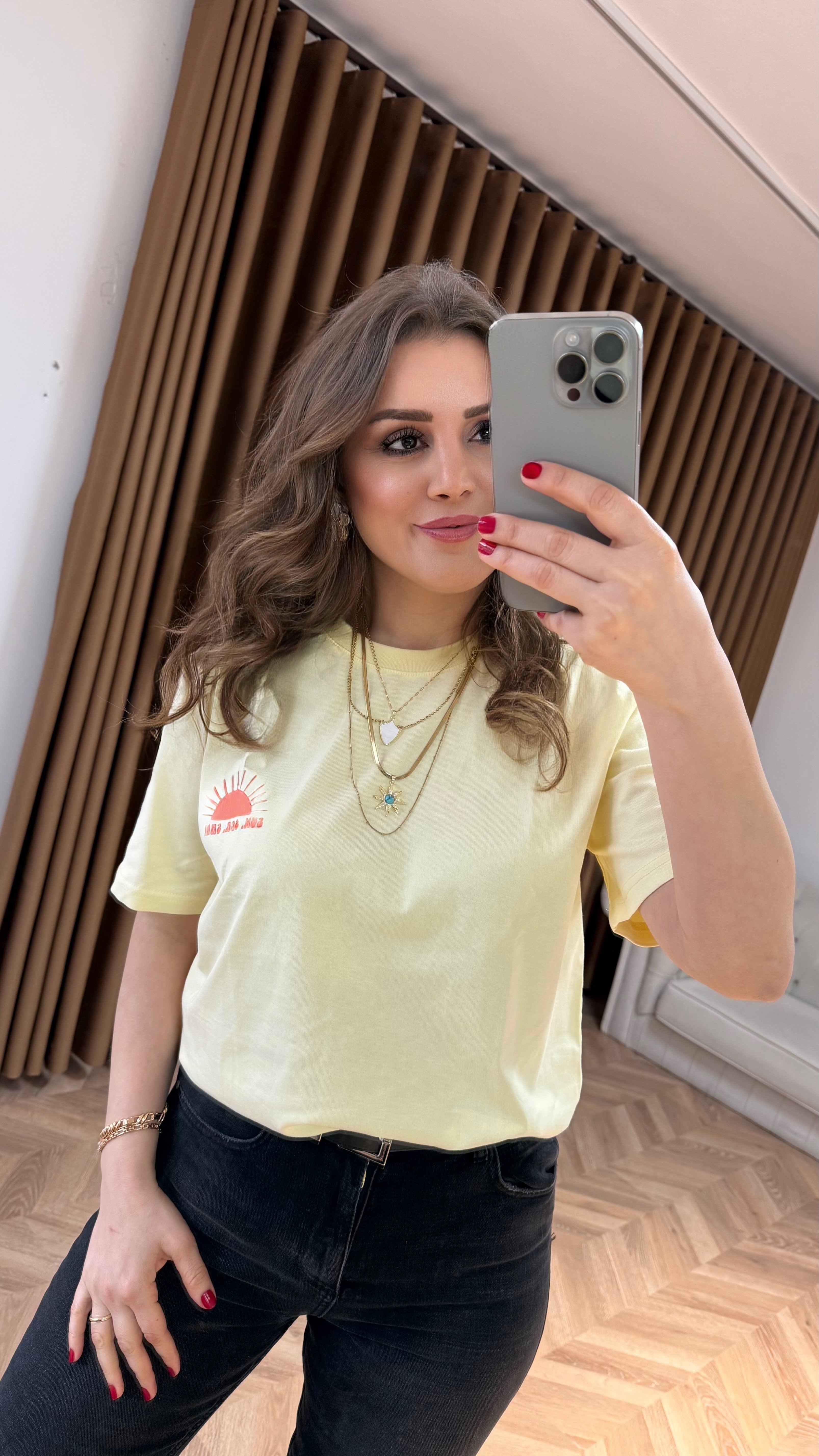 Sarı Baskılı Tshirt