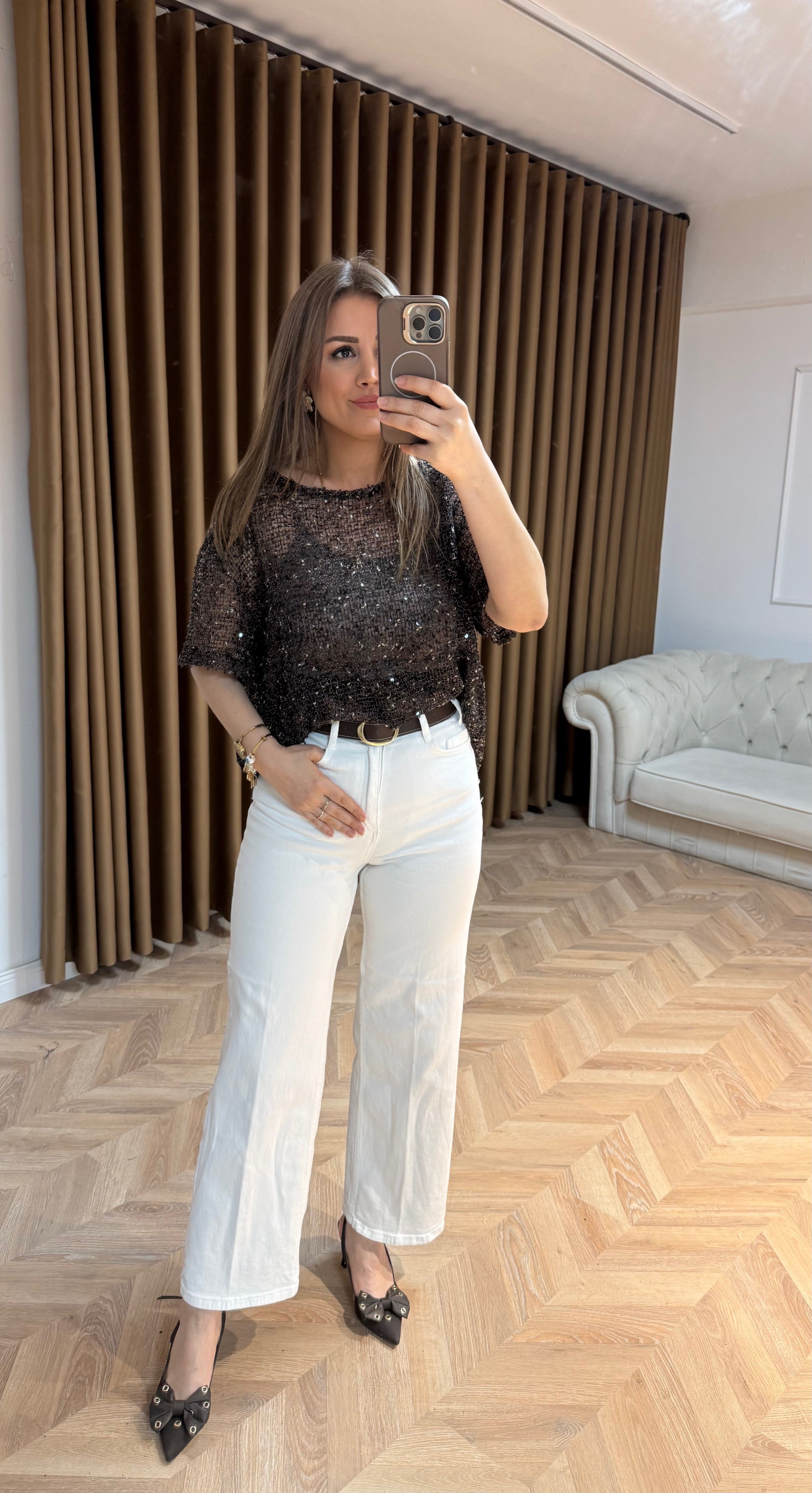 Zara Etiketli Likralı Yüksek Bel Jean-Beyaz