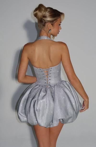 Balera Silver Simli Elbise 