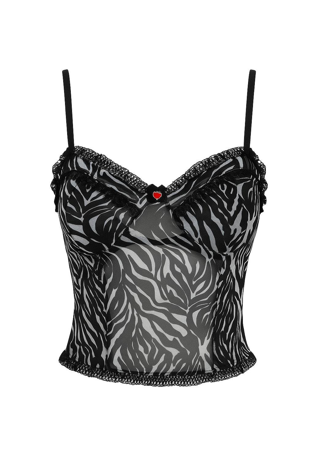 FARELL ZEBRA PATTERNED ASKILI TÜL CROP