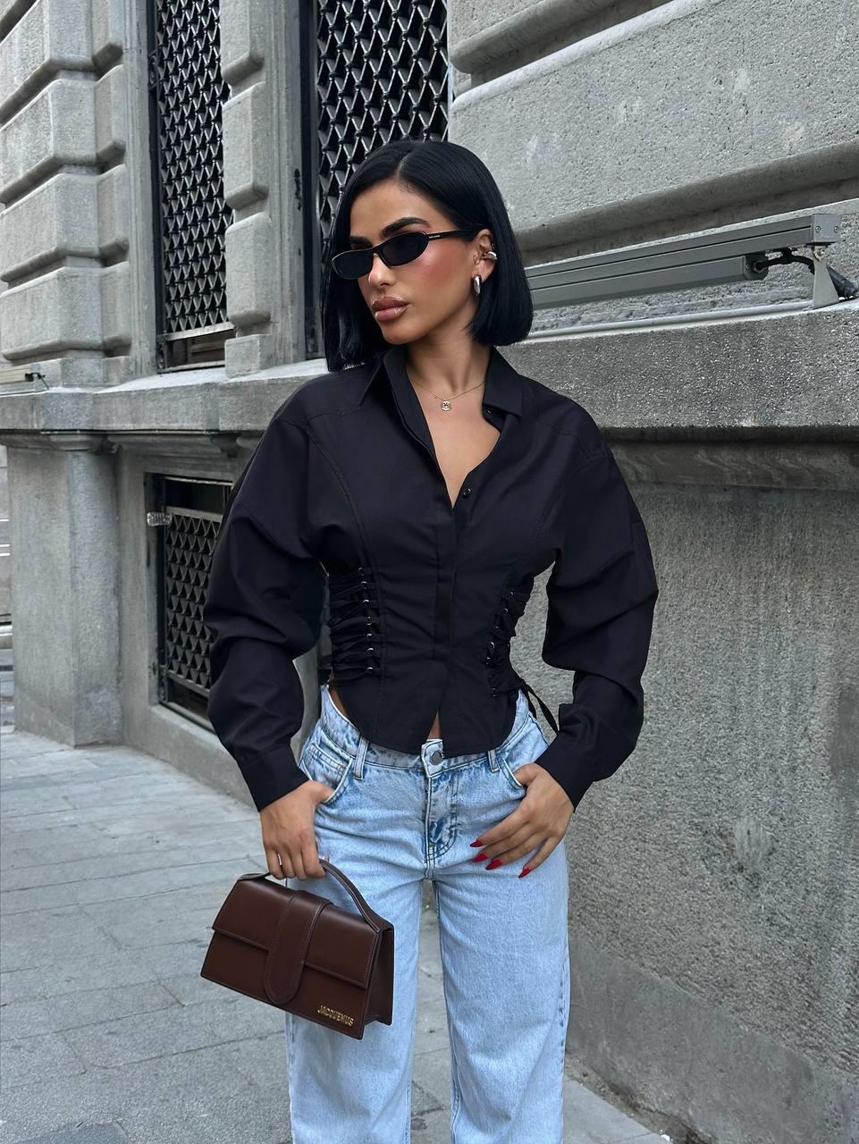 FARLONG BLACK POPLİN GÖMLEK