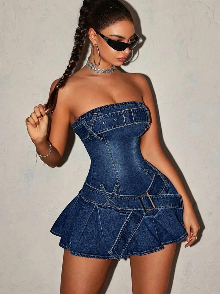 KICK STRAPLEZ KEMER DETAY KOT ELBİSE