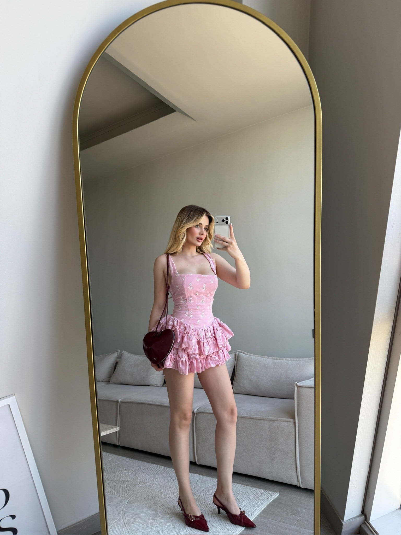 LANTHE FIRFIR ETEKLİ ELBİSE PEMBE
