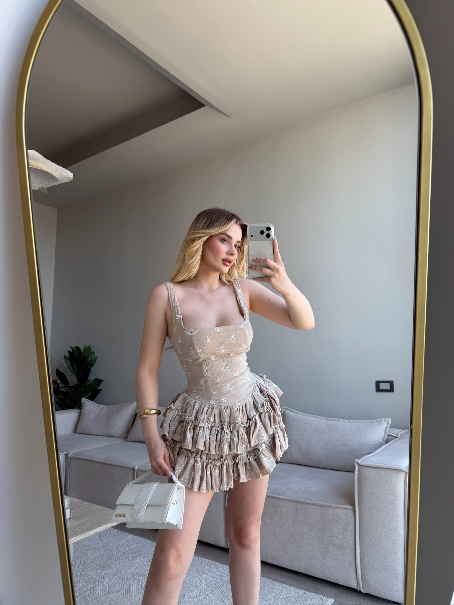 LANTHE FIRFIR ETEKLİ ELBİSE VİZON