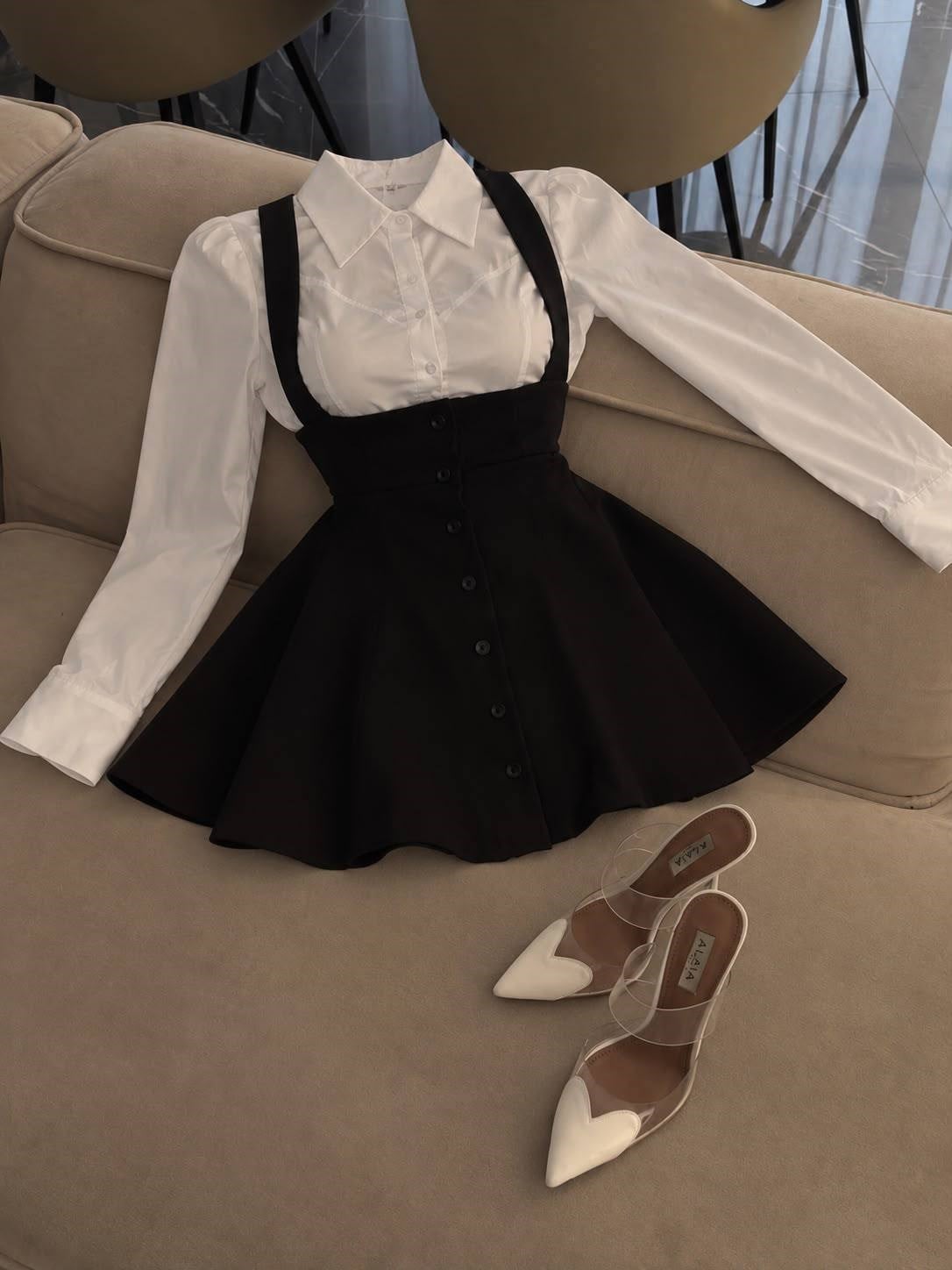 LEDRO GÖMLEKLİ ELBİSE SET SİYAH