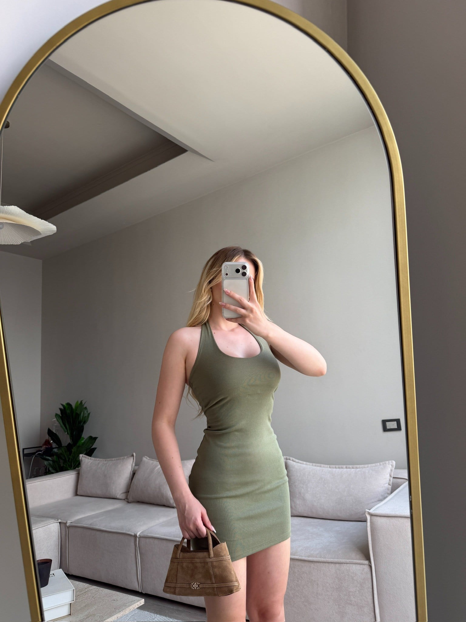 PİGNA HALTER YAKA ELBİSE HAKİ