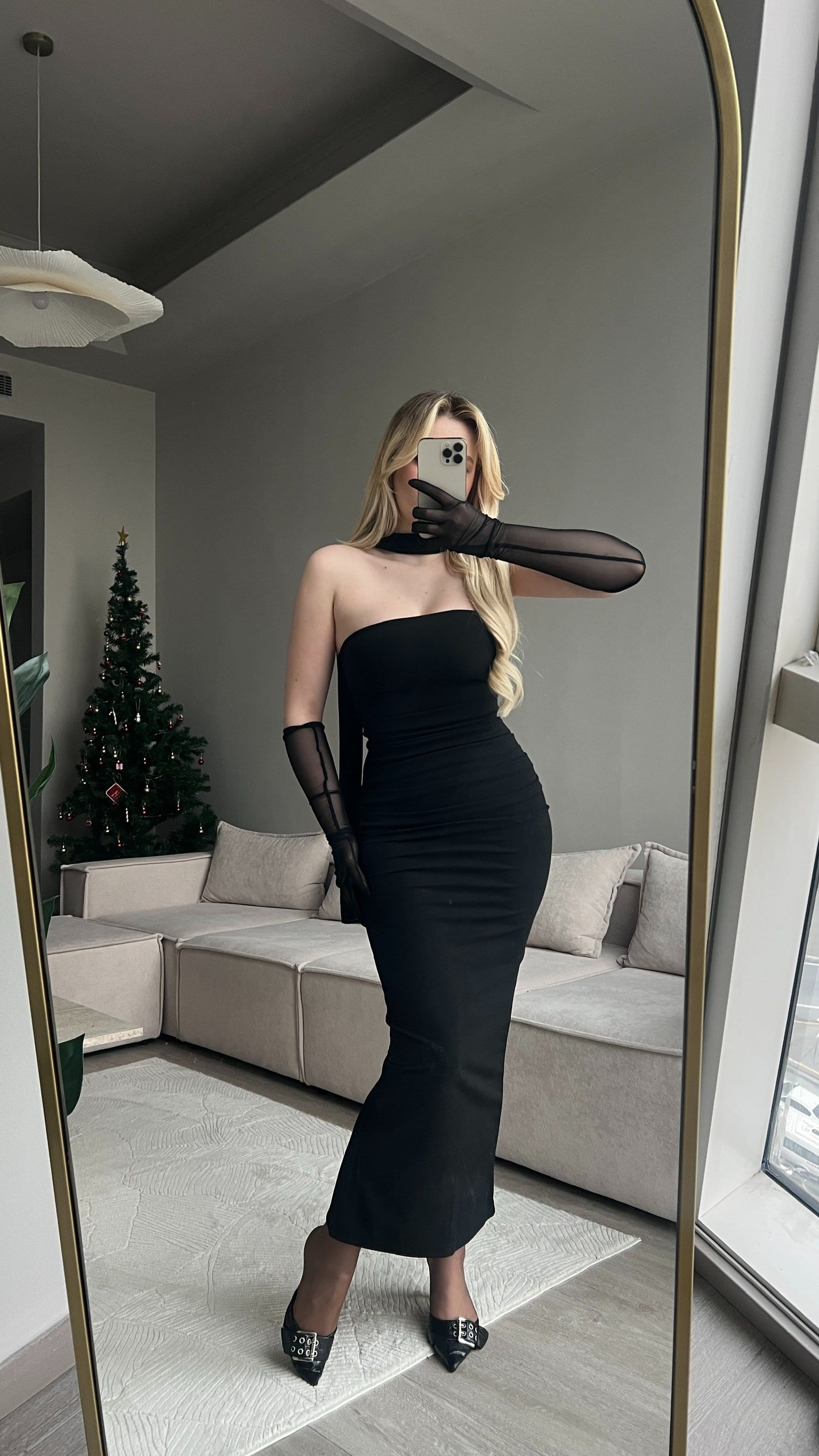 Scrabe Black Eldivenli Elbise
