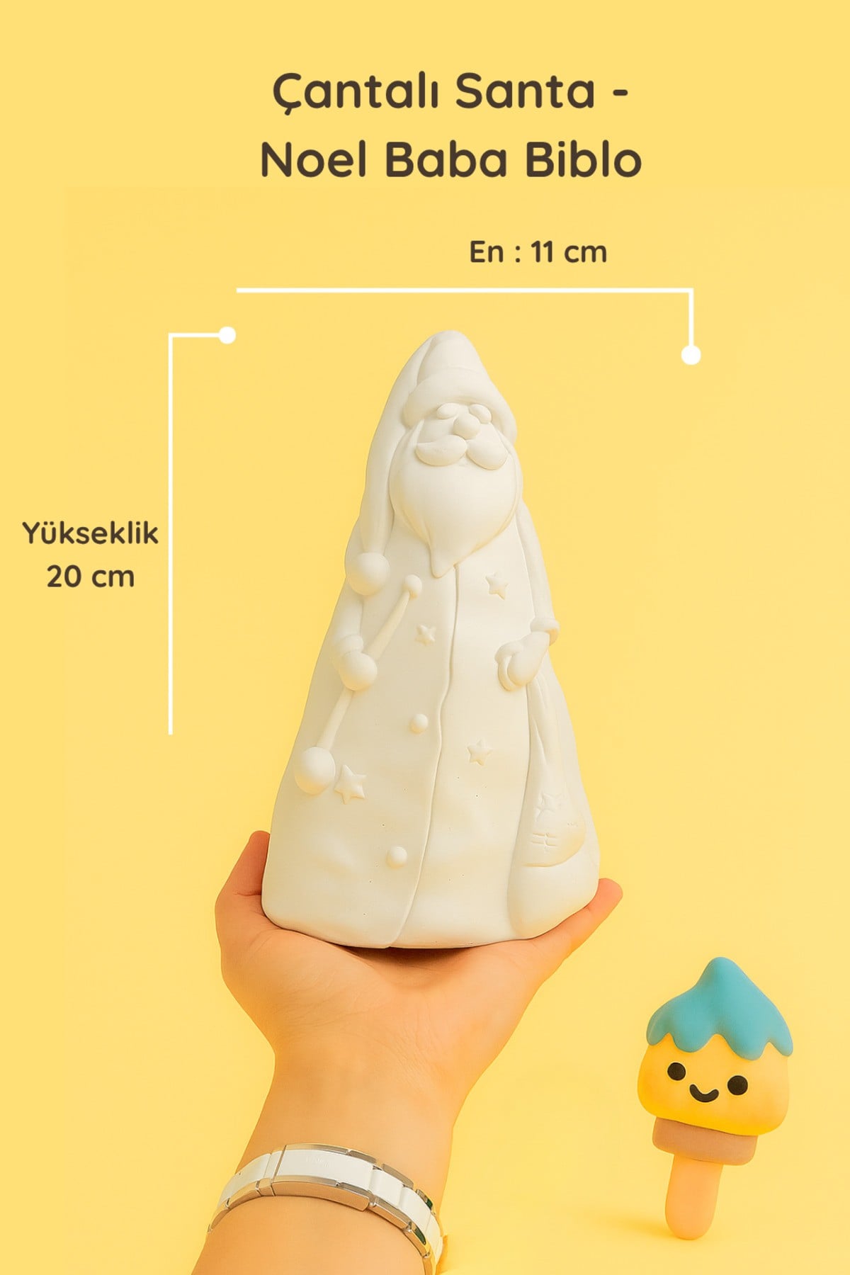 Çantalı Santa Noel Baba Biblo – 20 cm Seramik Dekoratif Figür