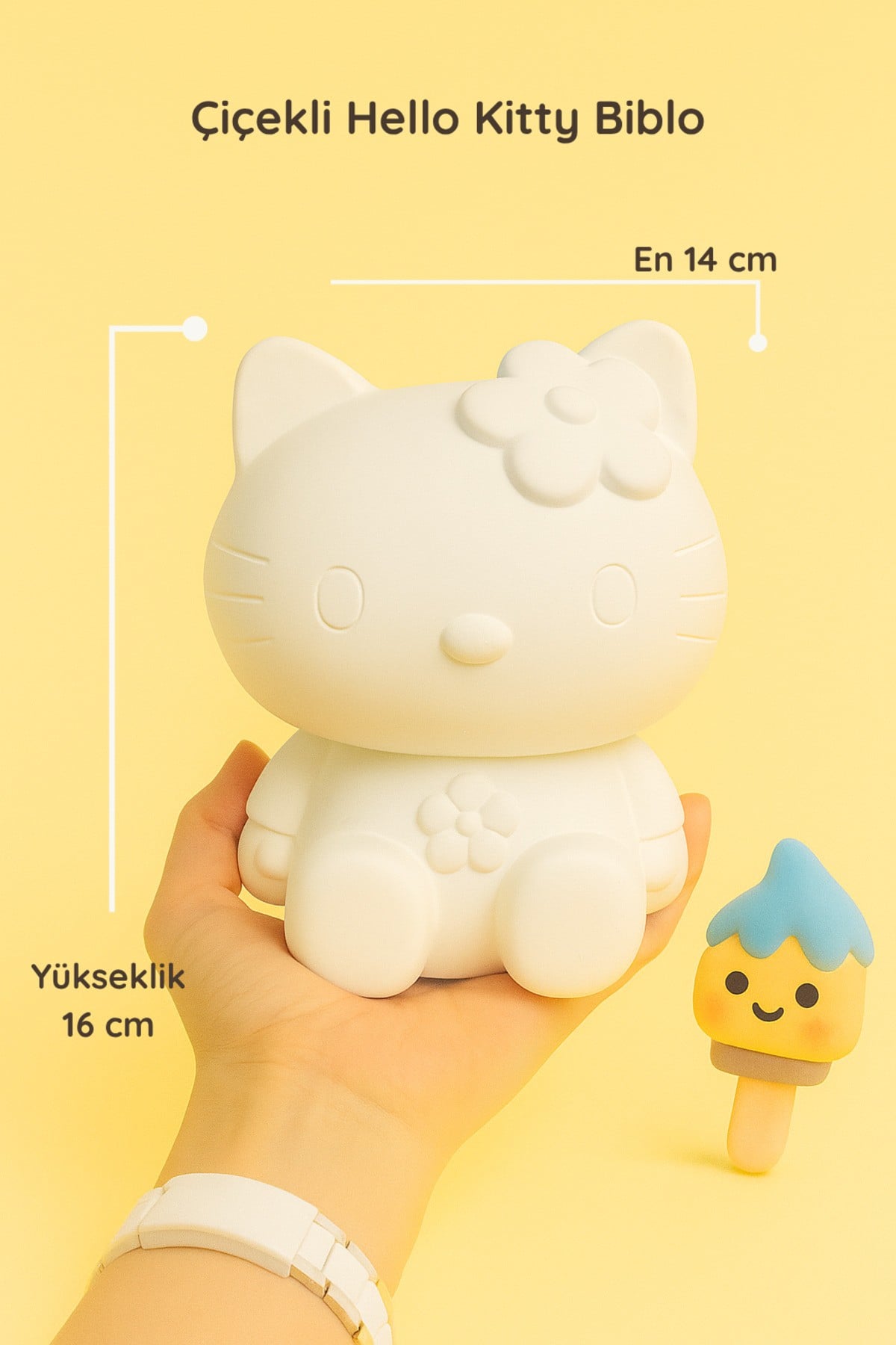 Çiçekli Hello Kitty Biblo – Boyanabilir Dekoratif Figür