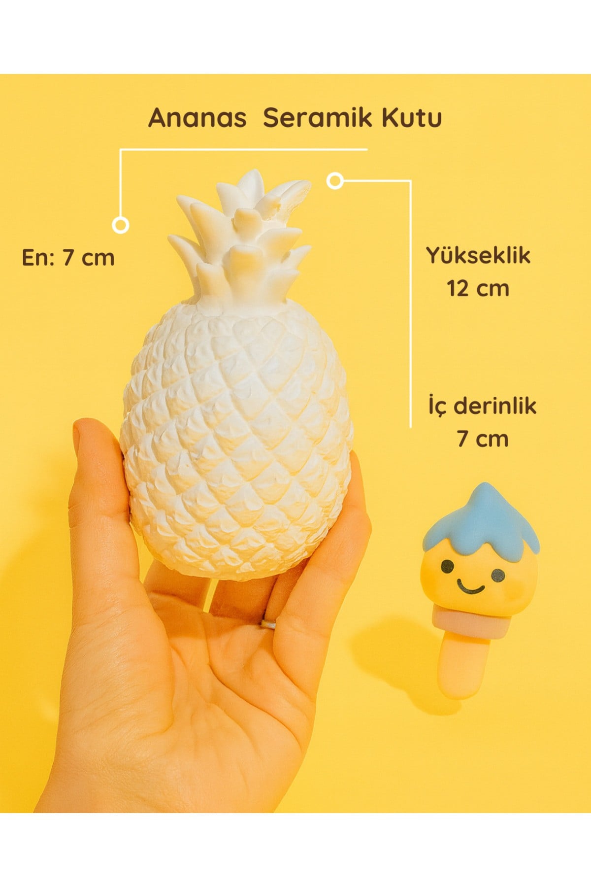 El Yapımı Ananas Seramik Kutu | Dekoratif Takı Kutusu ve Raf Süsü