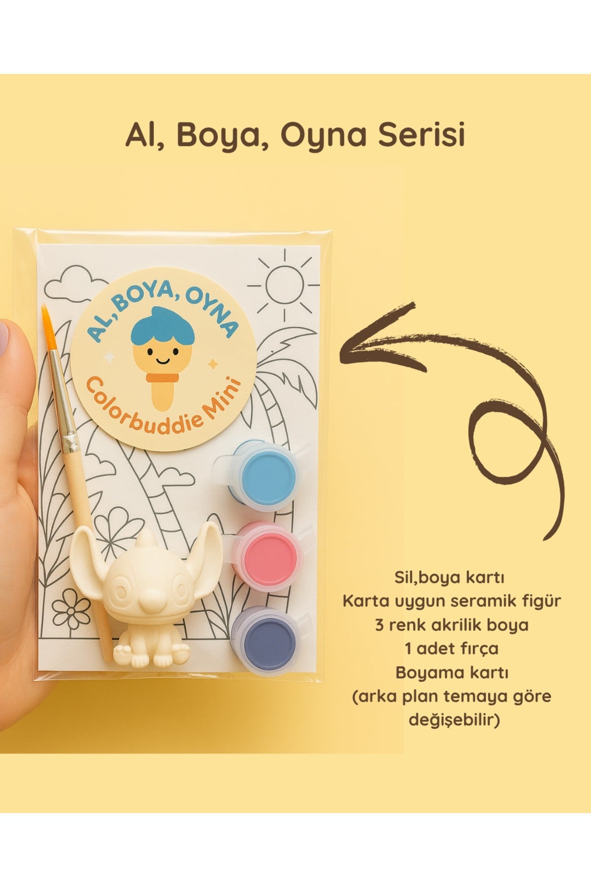 Mini Al, Boya, Oyna Stitch Seramik Boyama Seti – 6 Renkli Çocuk Aktivite Seti