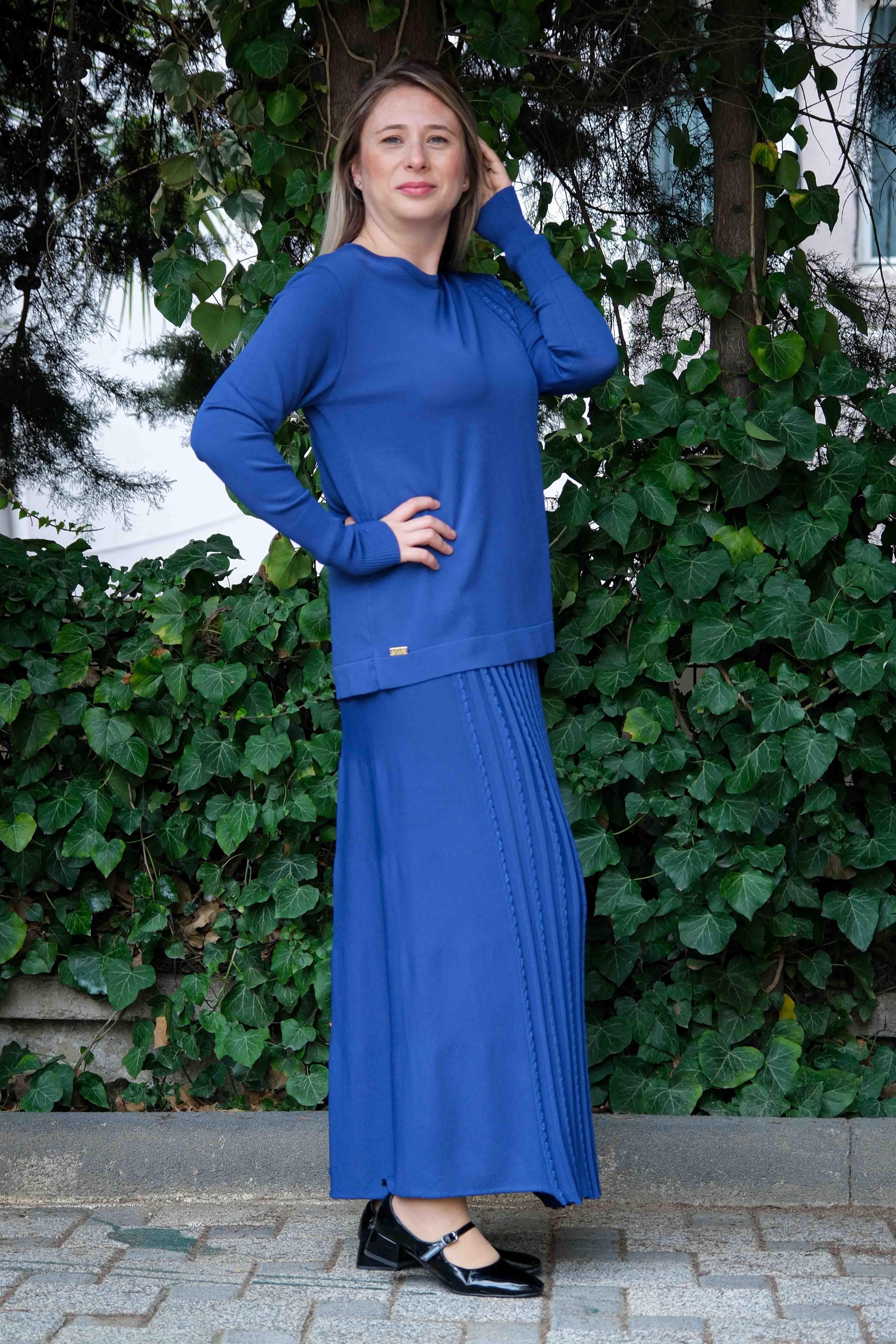 Missa - Rayon Soğuk İp Şerit Takım Saks
