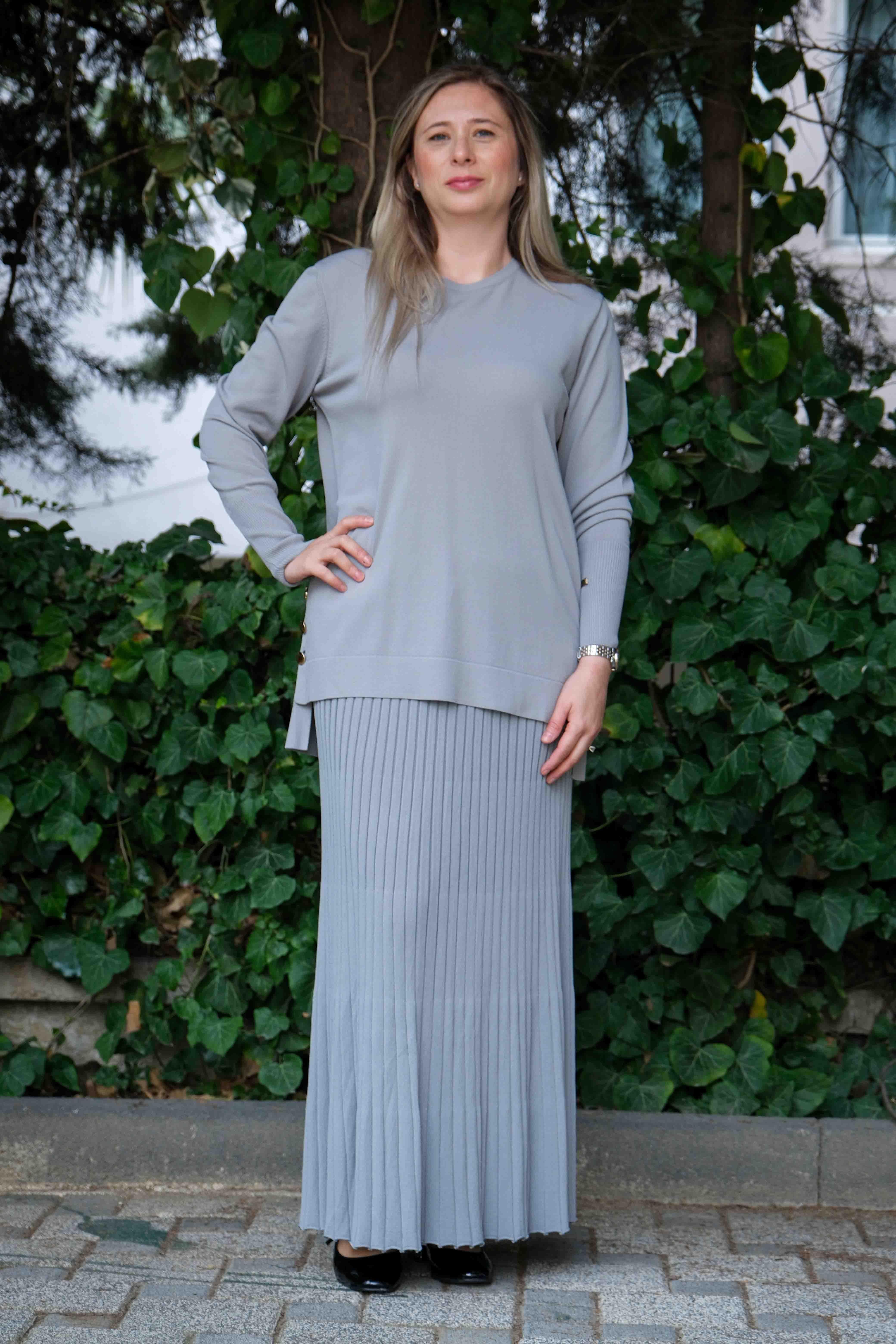Missa - Triko Rayon Soğuk İplik Asmin Takım Gri
