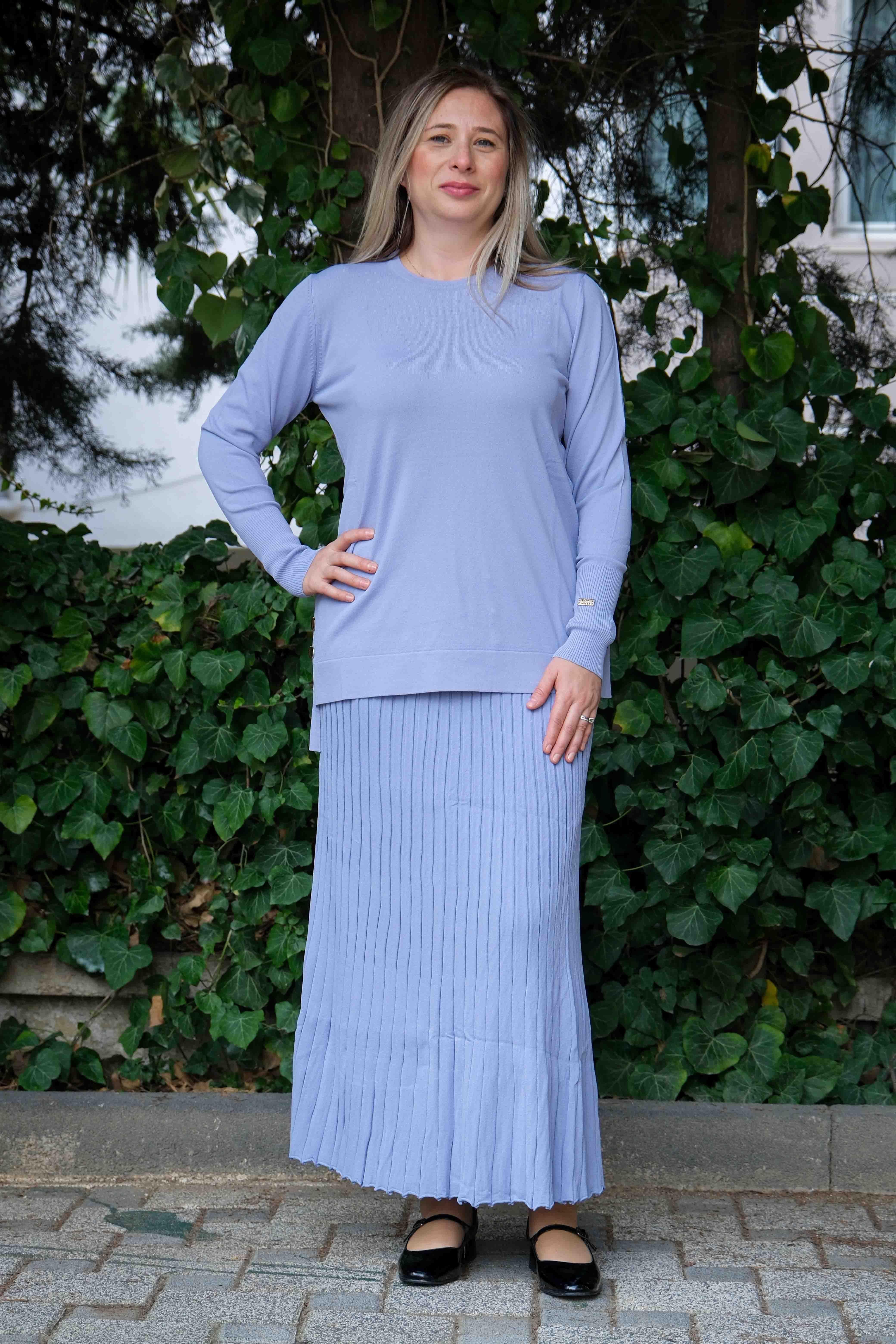 Missa - Triko Rayon Soğuk İplik Asmin Takım Lila