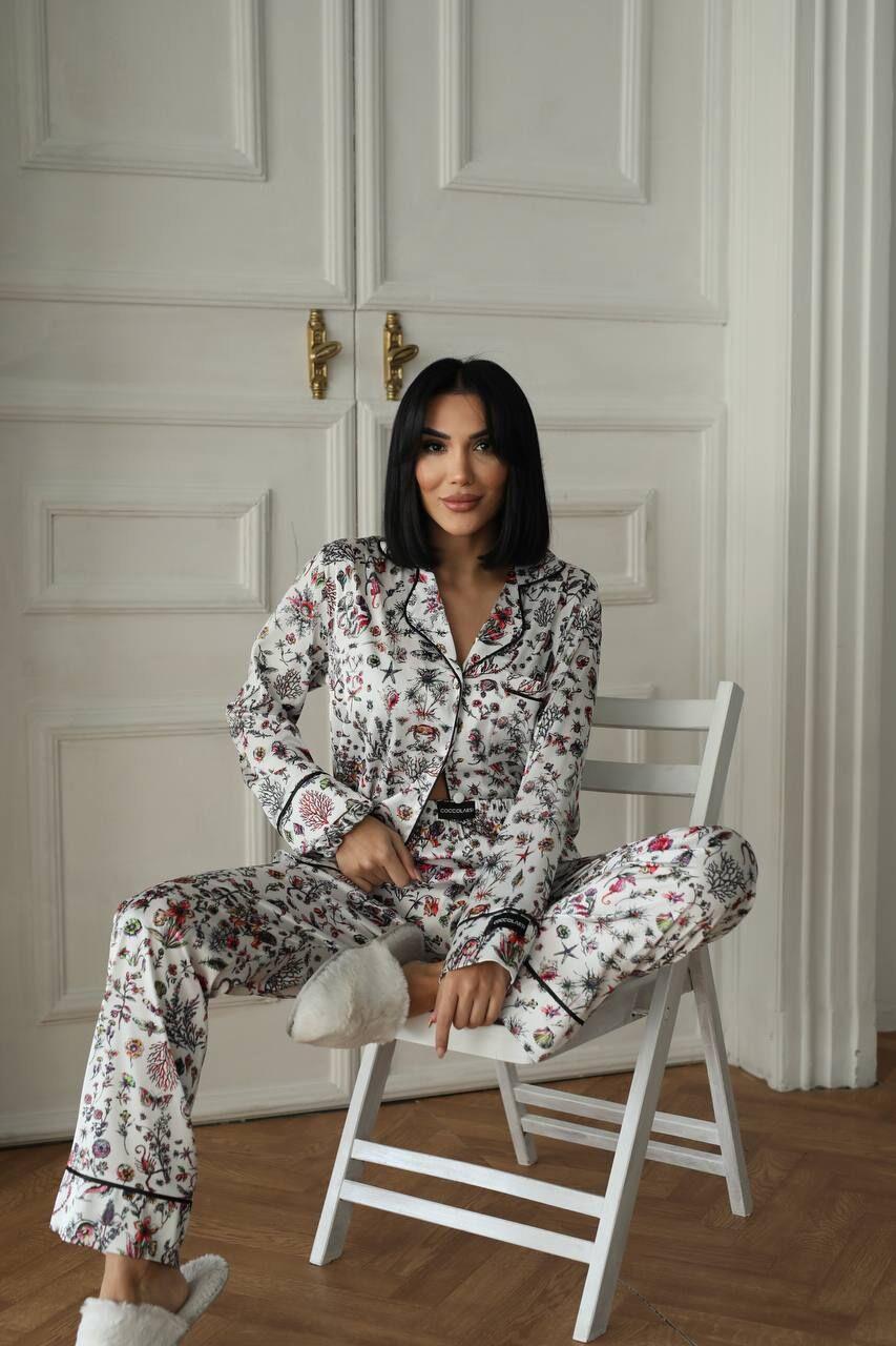İpek Saten Pijama Yılan Desenli