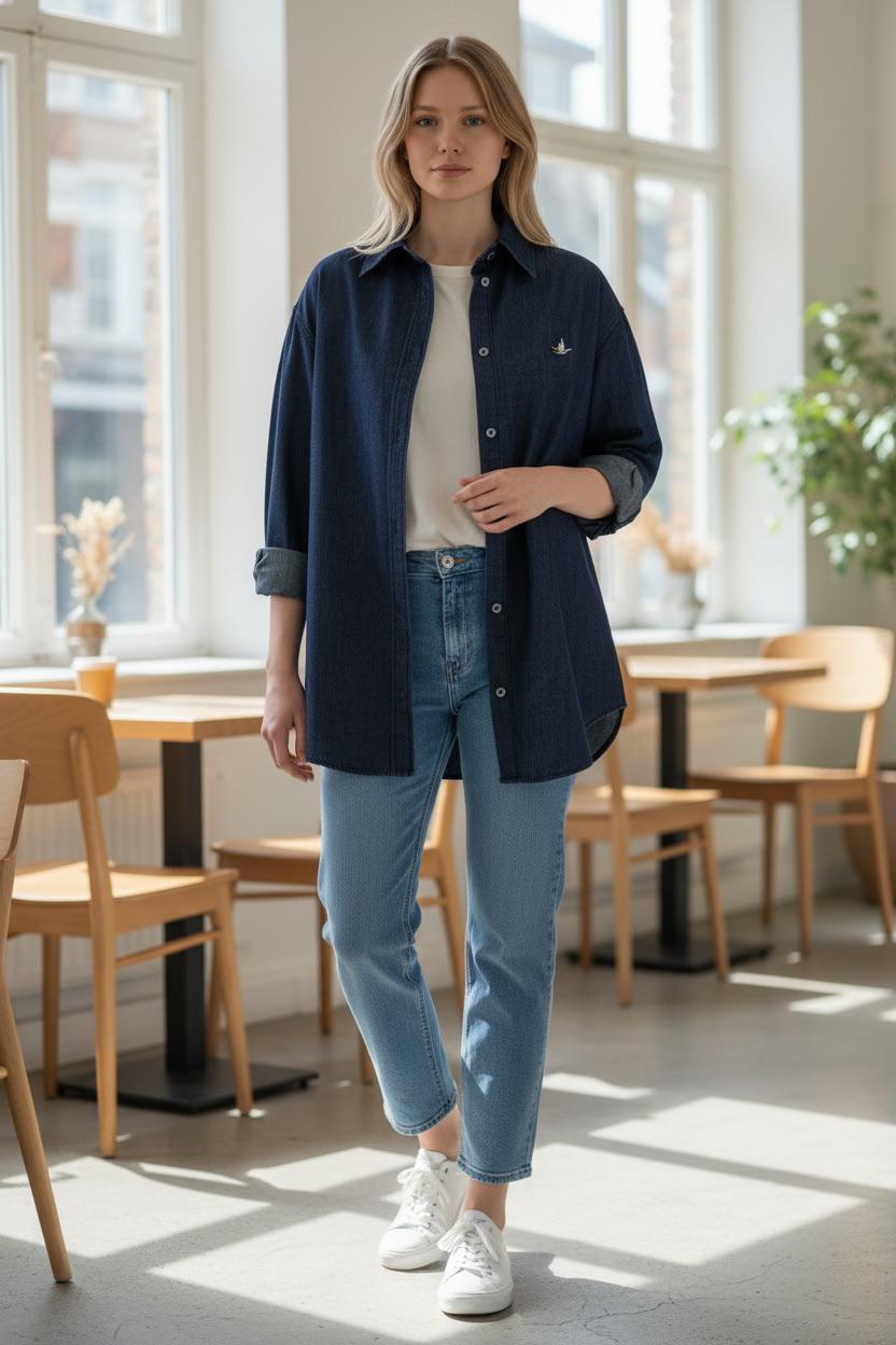 City Elegance Denim Gömlek