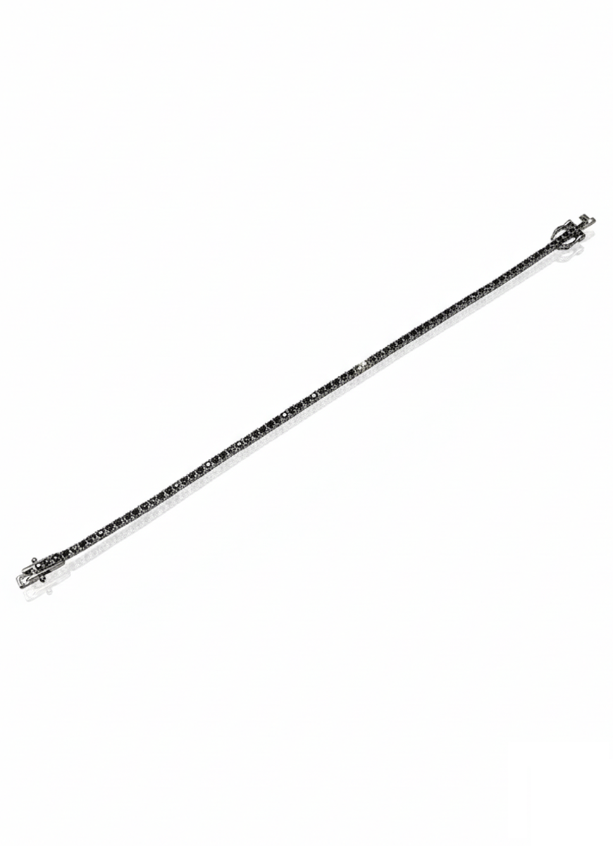 Gümüş 1,5 mm Siyah Suyolu Erkek Bileklik